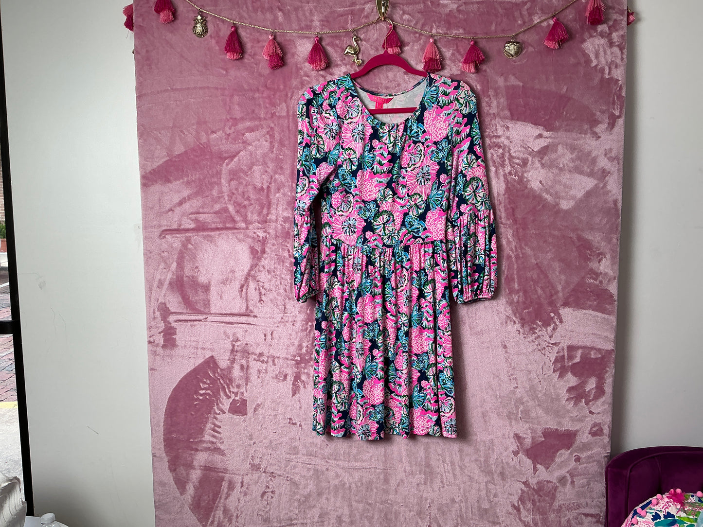 Lilly Pulitzer Auralia Dress - Oyster Bay Navy Shroom With A View - Size XS