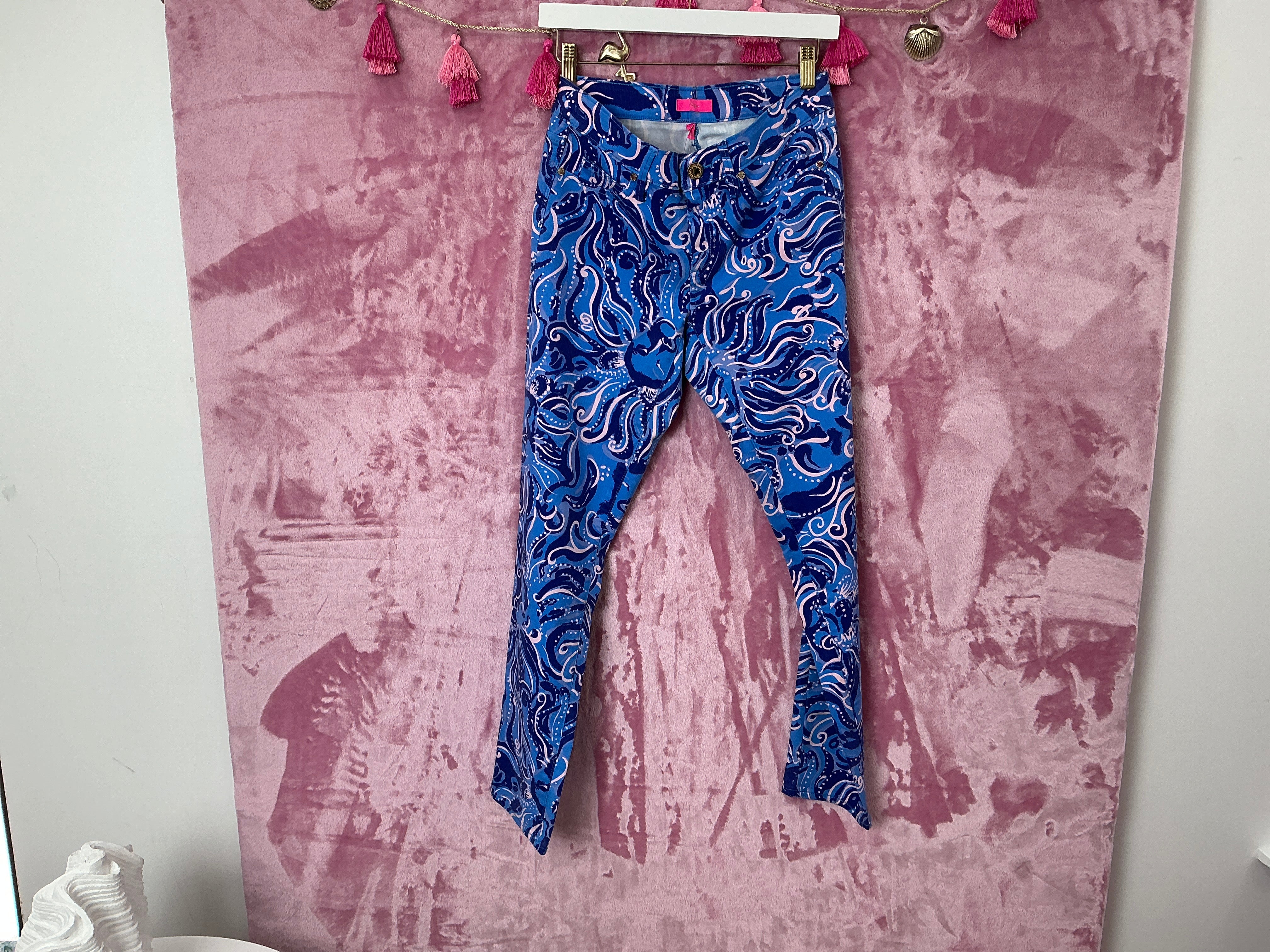 Lilly Pulitzer Pant NWT - South Ocean Skinny Crop - Costal Blue - Whispurr - Size 6