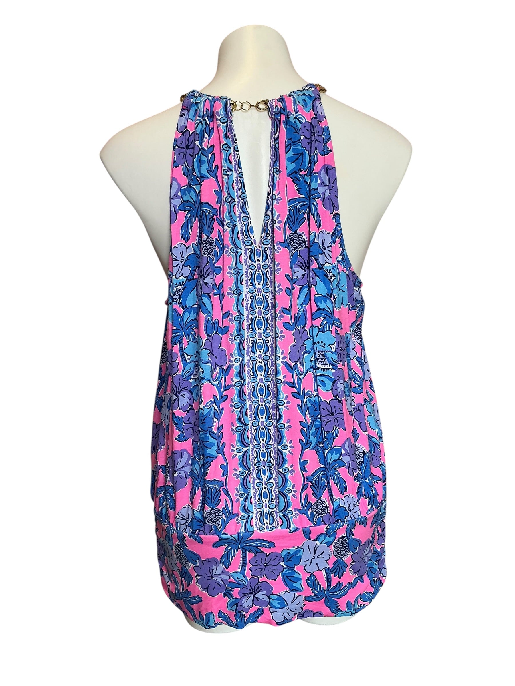 Lilly Pulitzer Bowen Halter Top Soleil Pink Palm Paradise Engineered - Size L