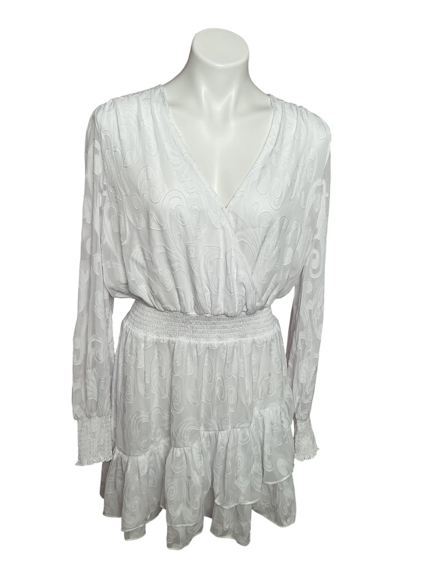 Lilly Pulitzer NWT Cristiana Long Sleeve Dress Resort White Poly Crepe Swirl Clip - Size 16