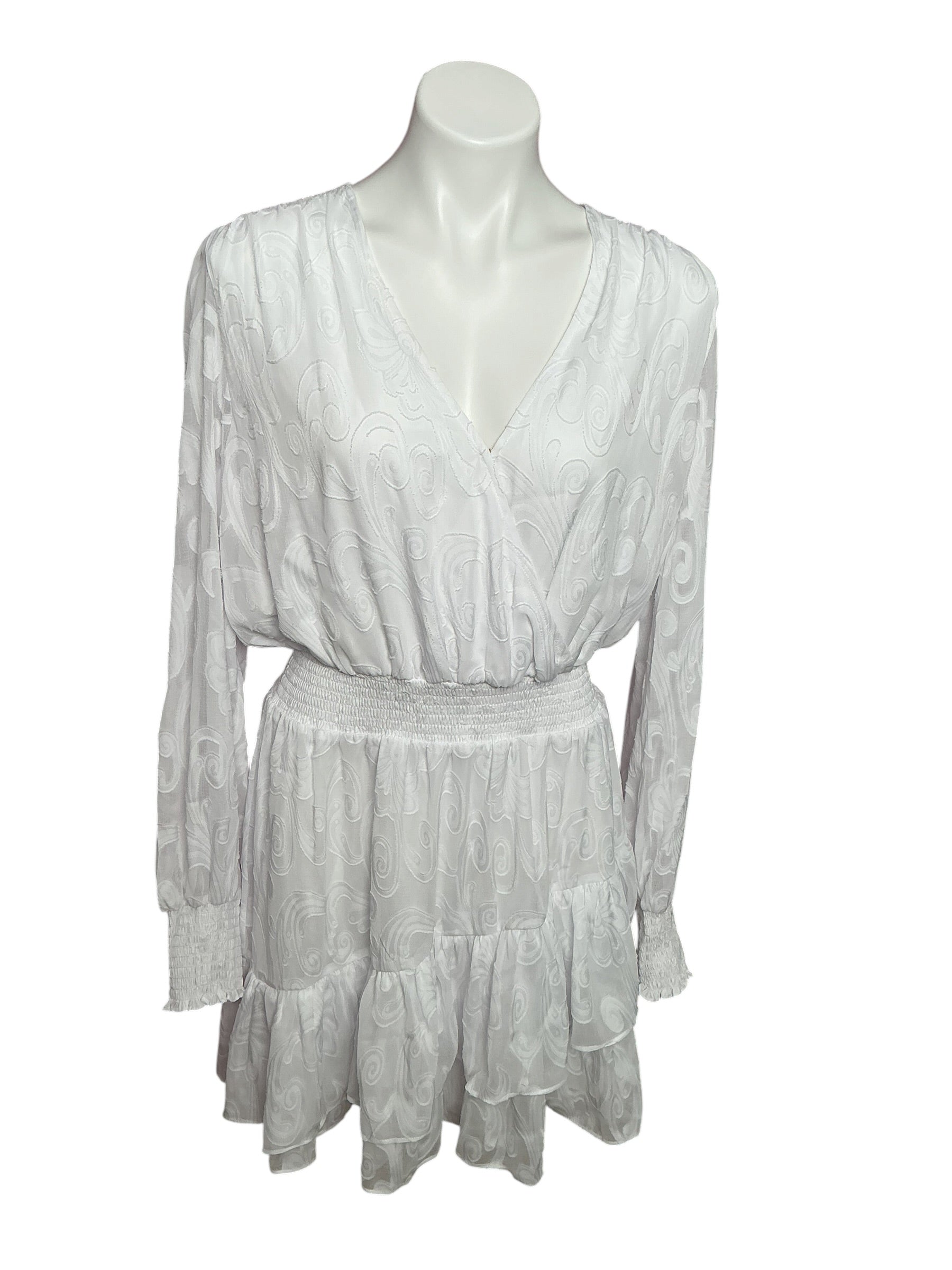 Lilly Pulitzer NWT Cristiana Long Sleeve Dress Resort White Poly Crepe Swirl Clip - Size 16