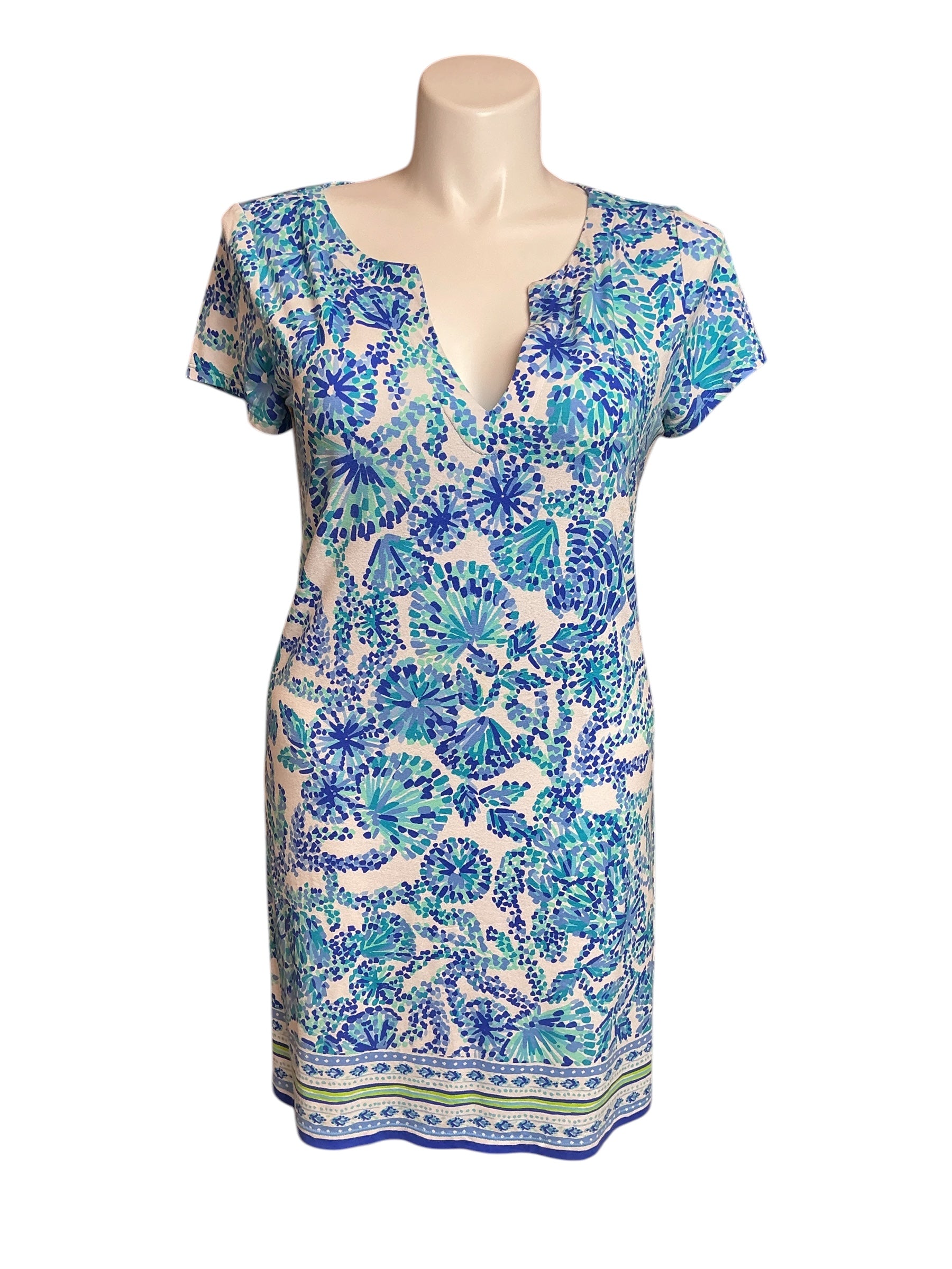 Lilly Pulitzer UPF 50+ Sophiletta Dress - Turquoise Oasis Shell Me You Love Me Engineered Dress - Size L