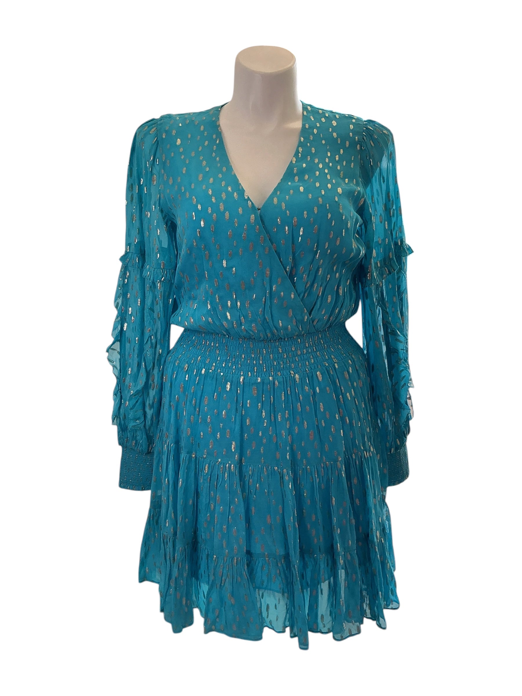 Lilly Pulitzer NWT Heline Dress - Turquoise Oasis Viscose Metallic Dobby - Size 12