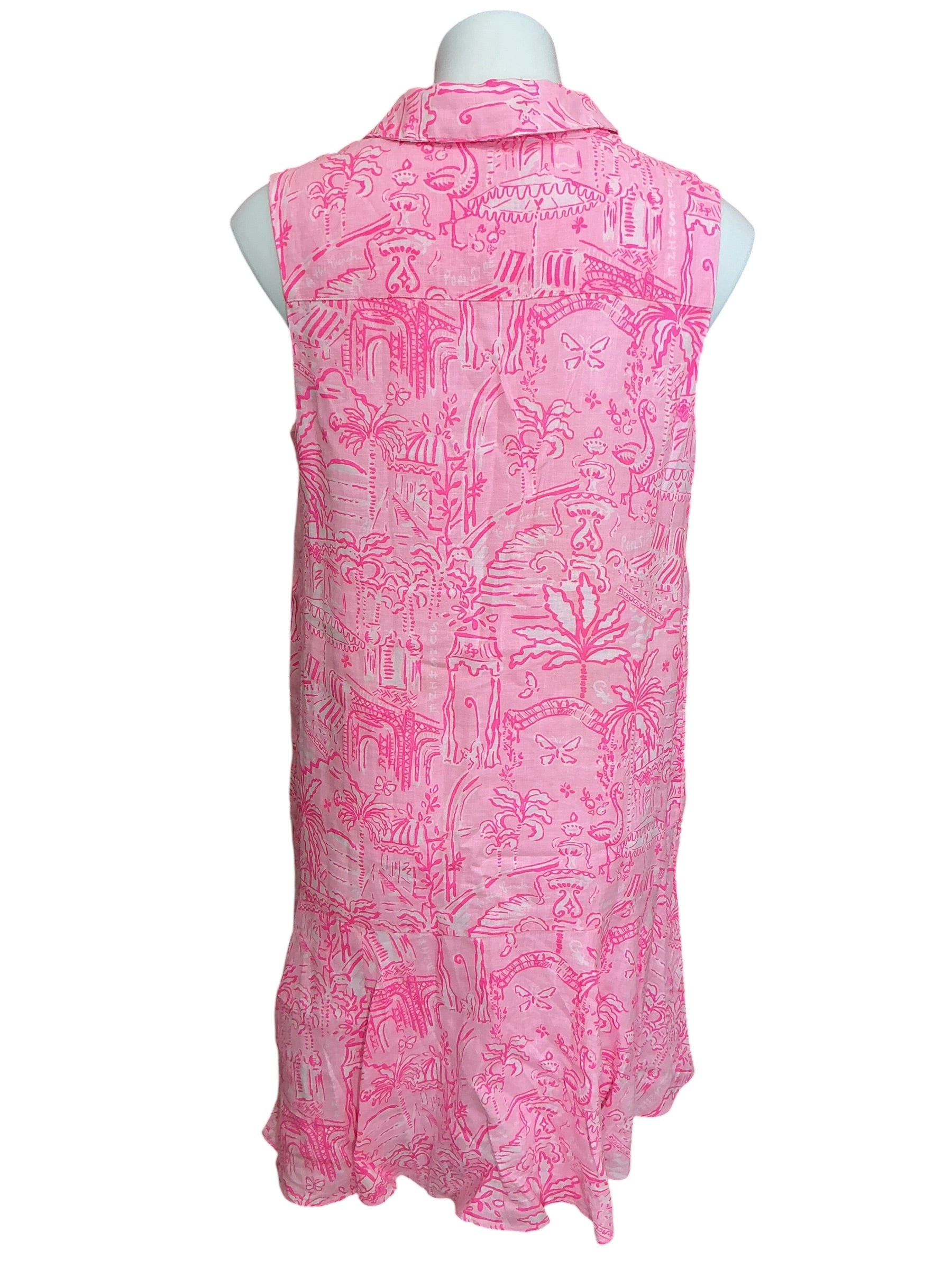 Lilly Pulitzer Ellowyn Linen Dress Penny's Playground Conch Shell Pink - Size M
