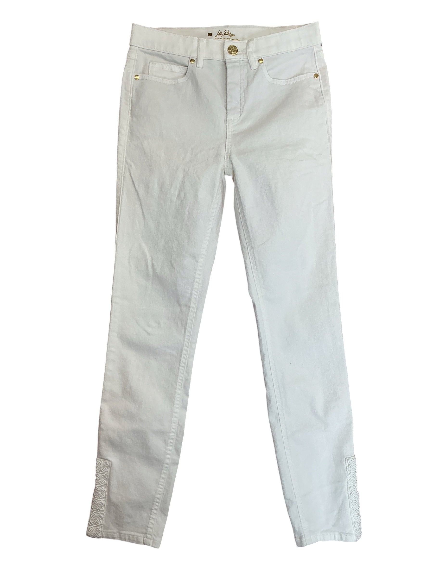 Lilly Pulitzer South Ocean High Rise Skinny Jeans Resort White - Size 2