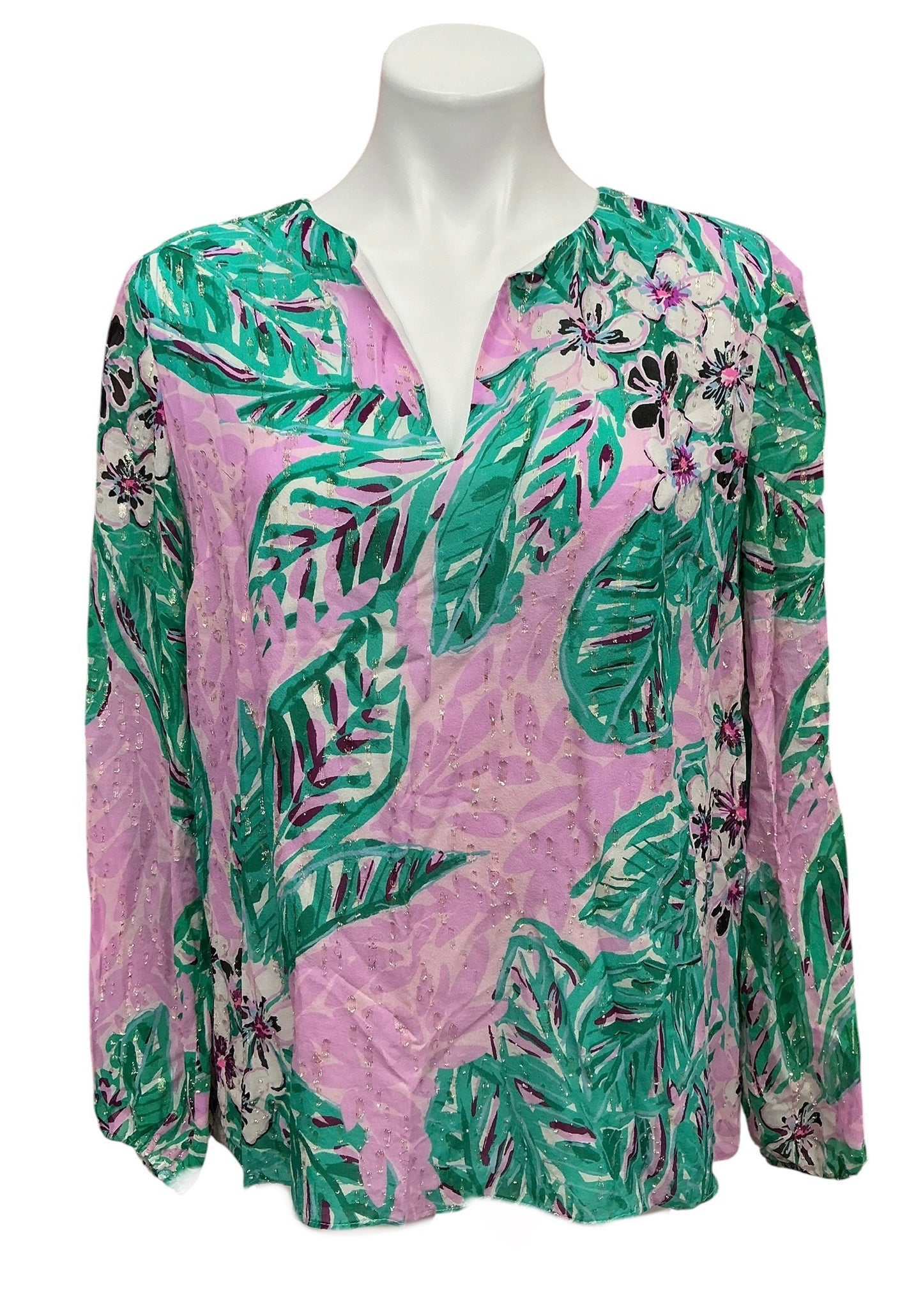 Lilly Pulitzer Aaron Silk Top Magnolia Lilac Leidees Night - Size L