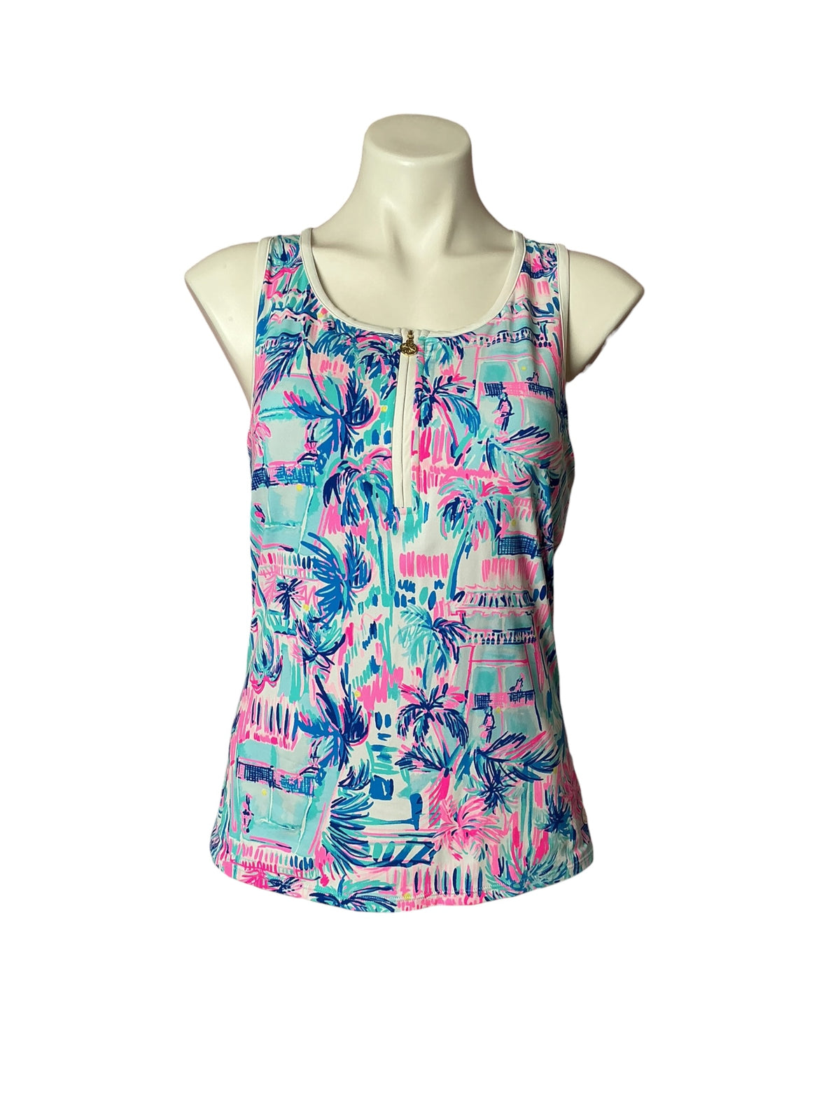 Lilly Pulitzer NWT Canna Bra Tank UPF 50+ Ravello Blue Perfect Match - Size L