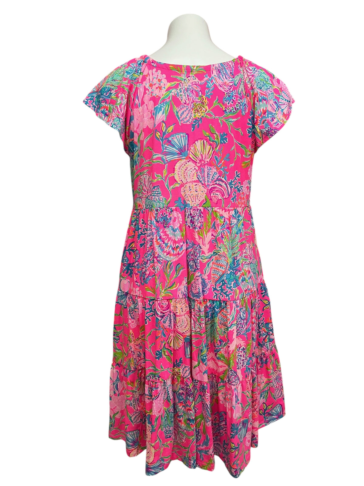 Lilly Pulitzer Kawai Flutter Sleeve Dress Pink Isle Shell Me Something Good - Size M