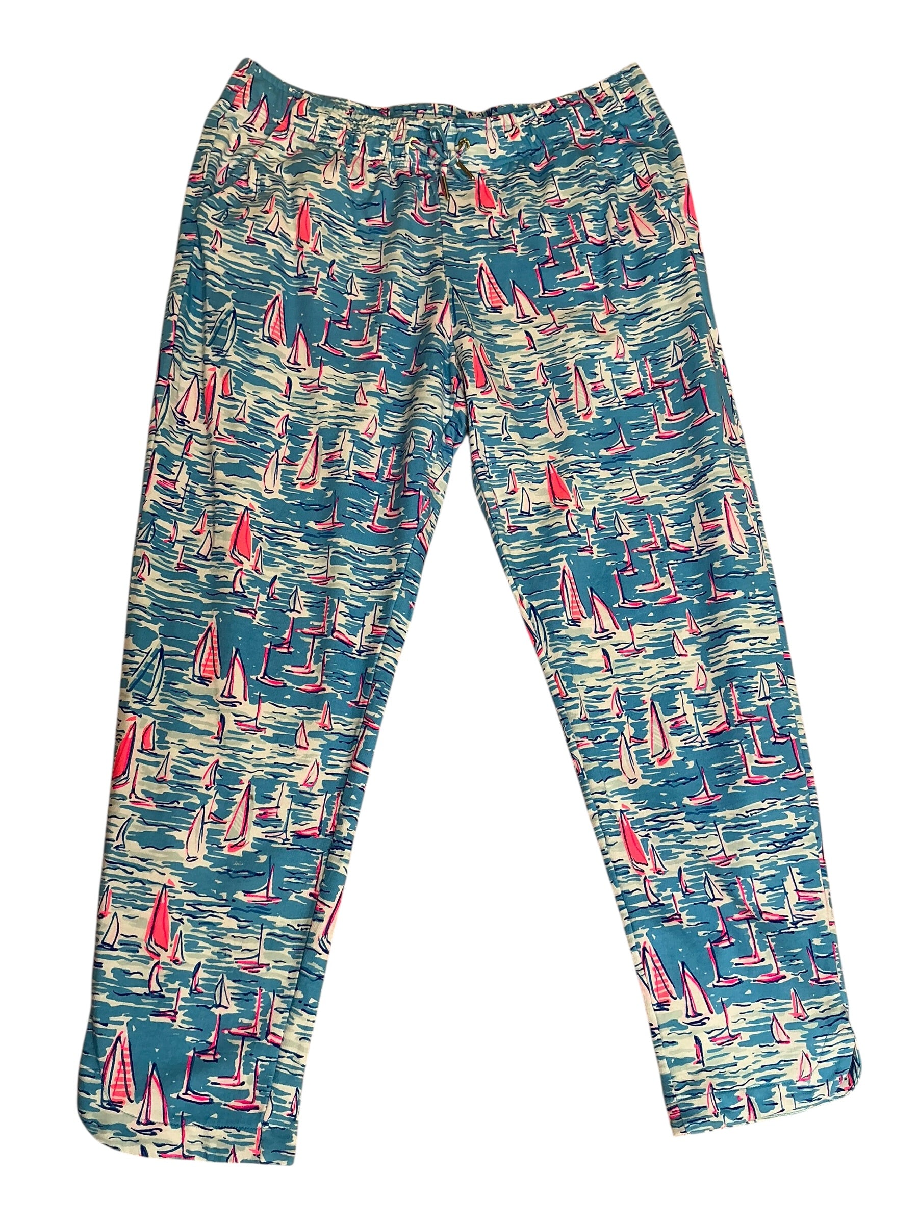 Lilly Pulitzer Emory Knit Pants Boatylicious Zanzibar Blue - Size XL