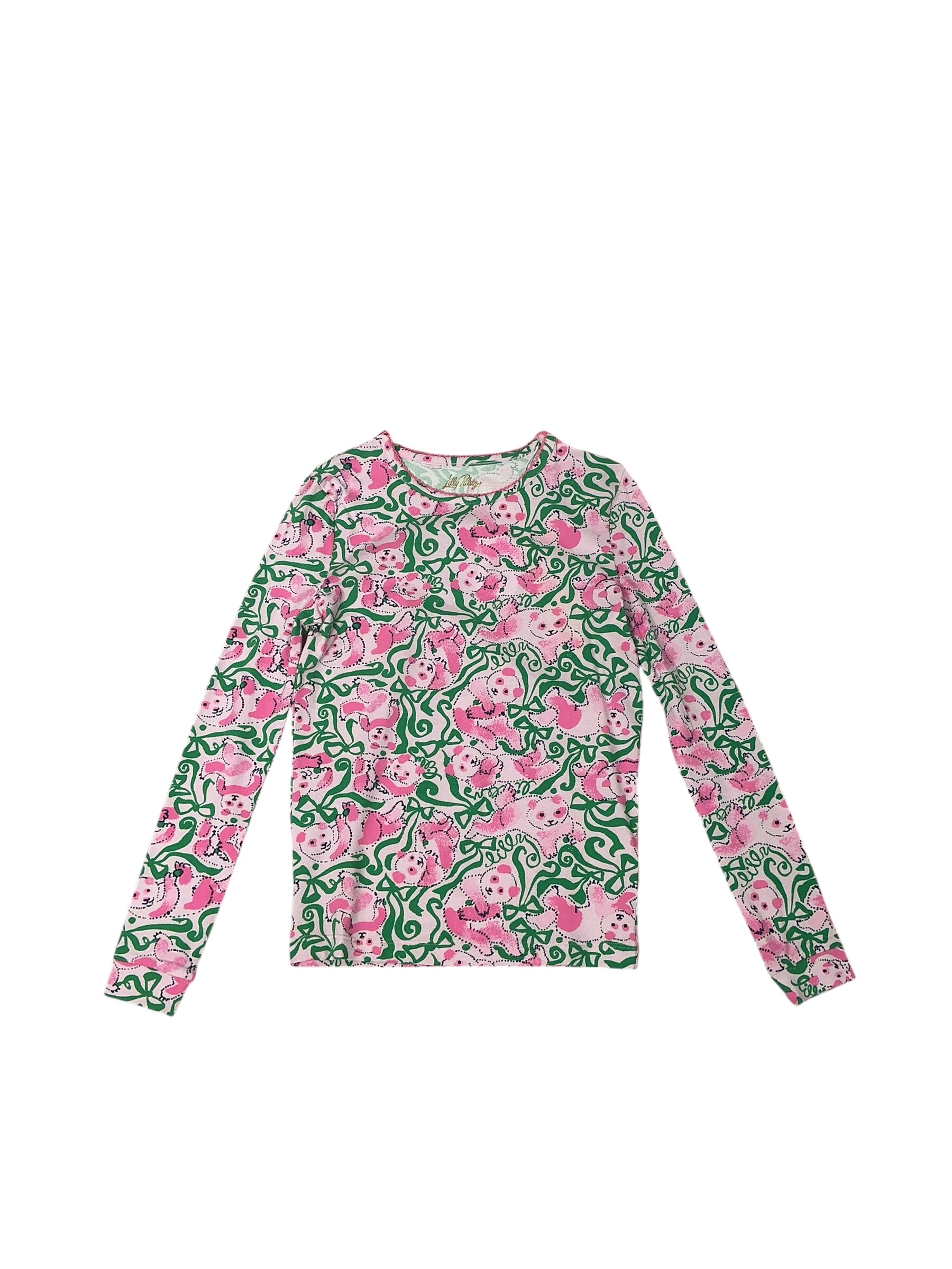 Lilly Pulitzer NWT Sammy Kids Pajama Set Pink Quartz Panda N Bows - Size 12