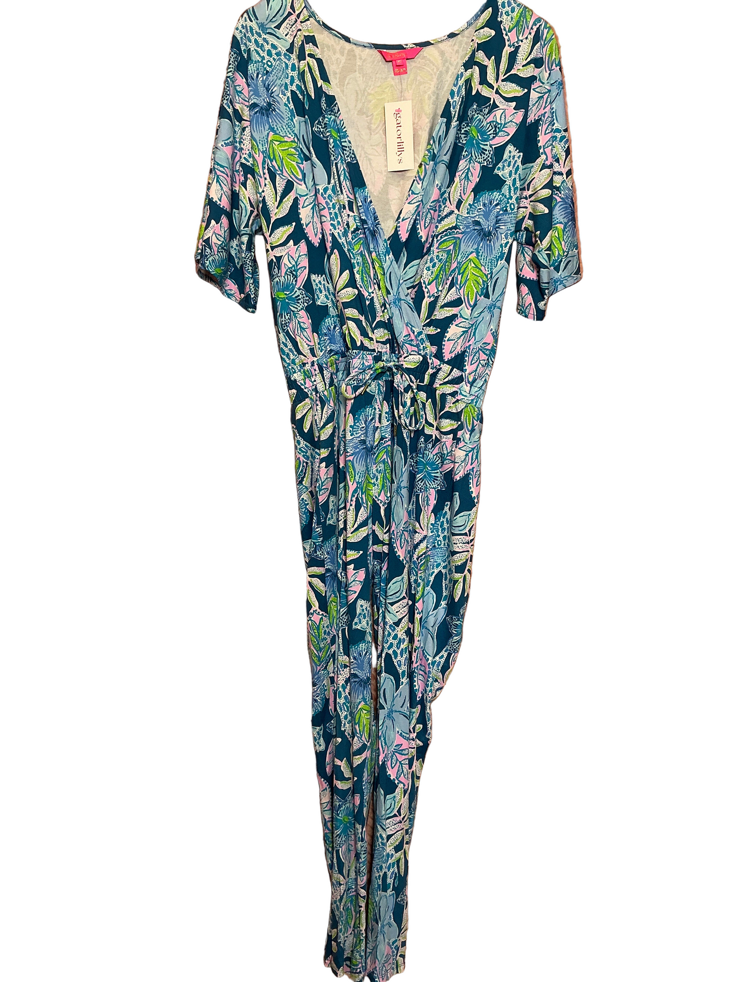 Lilly Pulitzer Merrick Jumpsuit Macaw Blue Tall Me About It- Size M