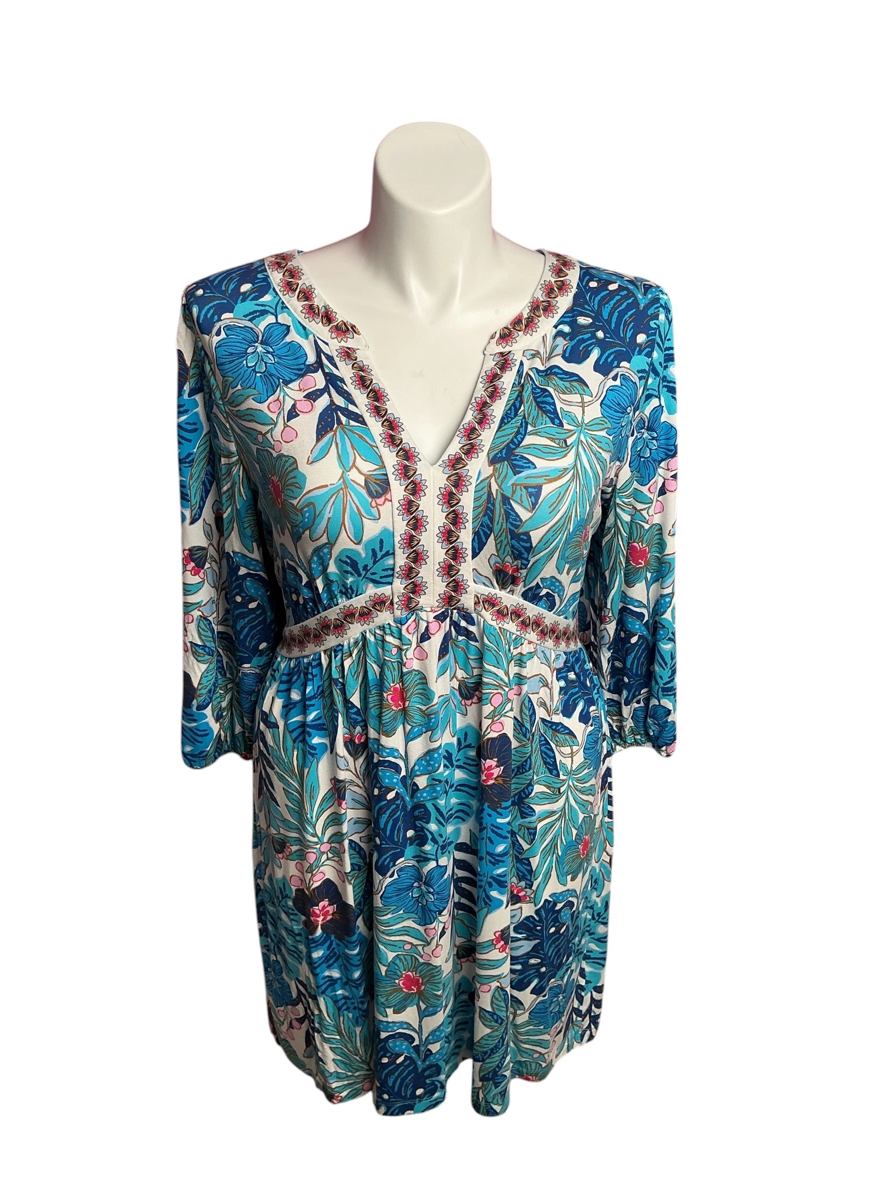 Lilly Pulitzer- Wexlee Dress Breezy Aqua Best Fronds Forever Size 16