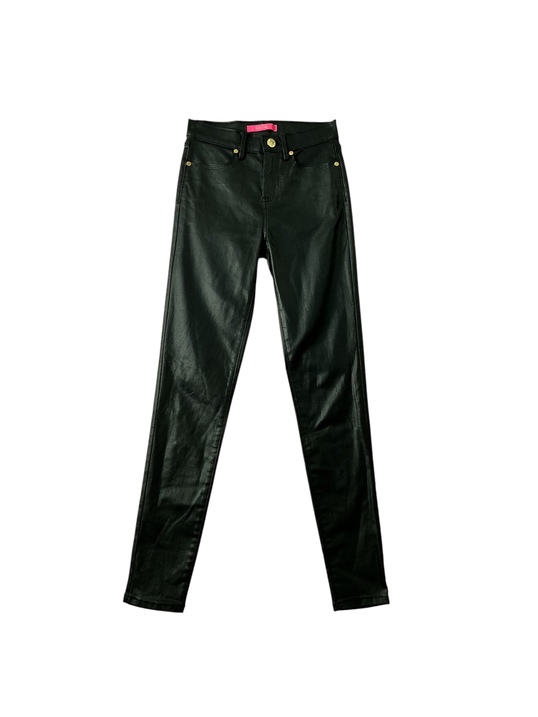 Lilly Pulitzer Eagan High Rise Super Skinny Jeans Black / Onyx (Coated Denim) - Size 00
