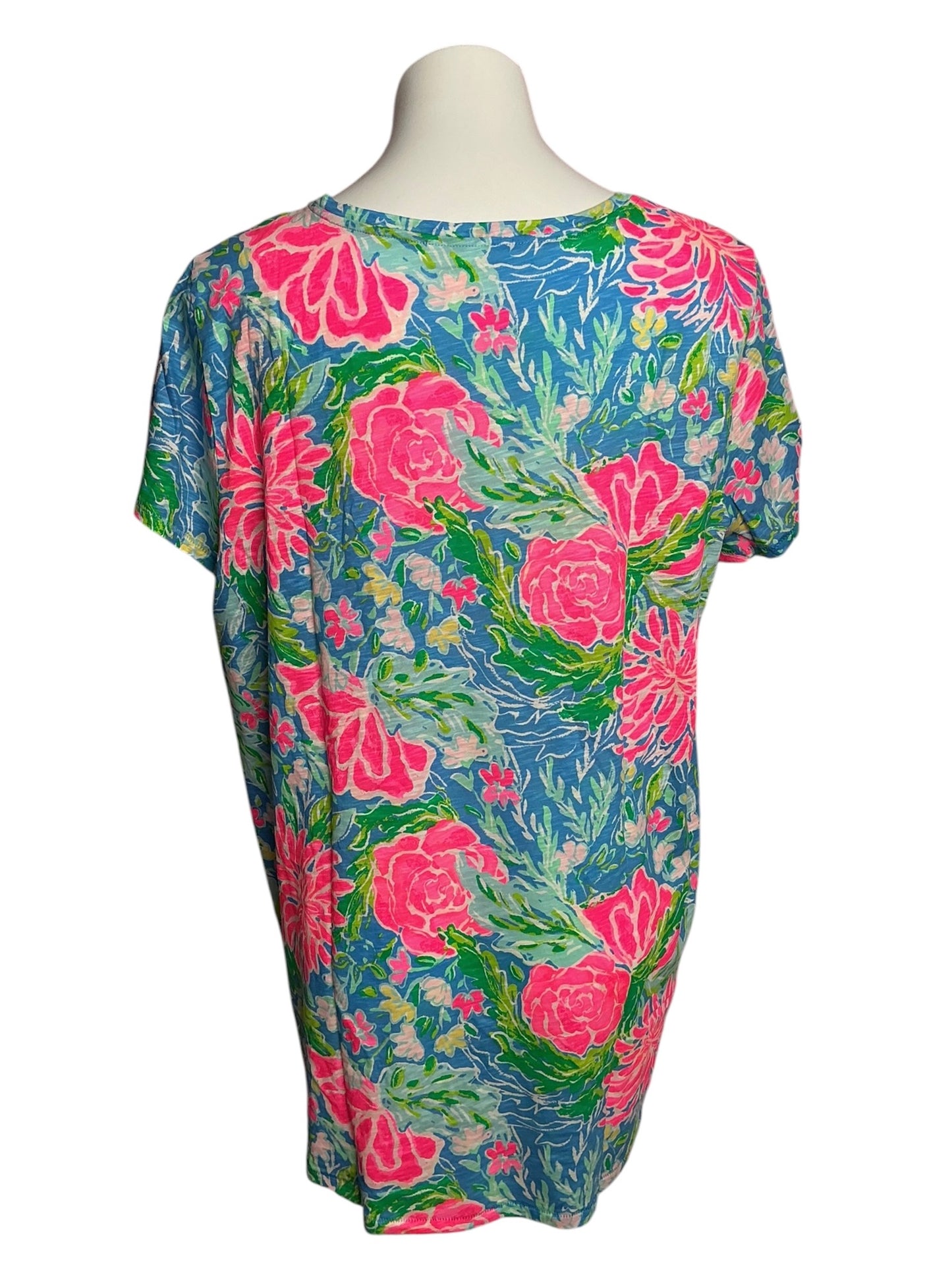 Lilly Pulitzer NWT Etta V-Neck Zanzibar Blue Blue Bunny Business - Size XXL