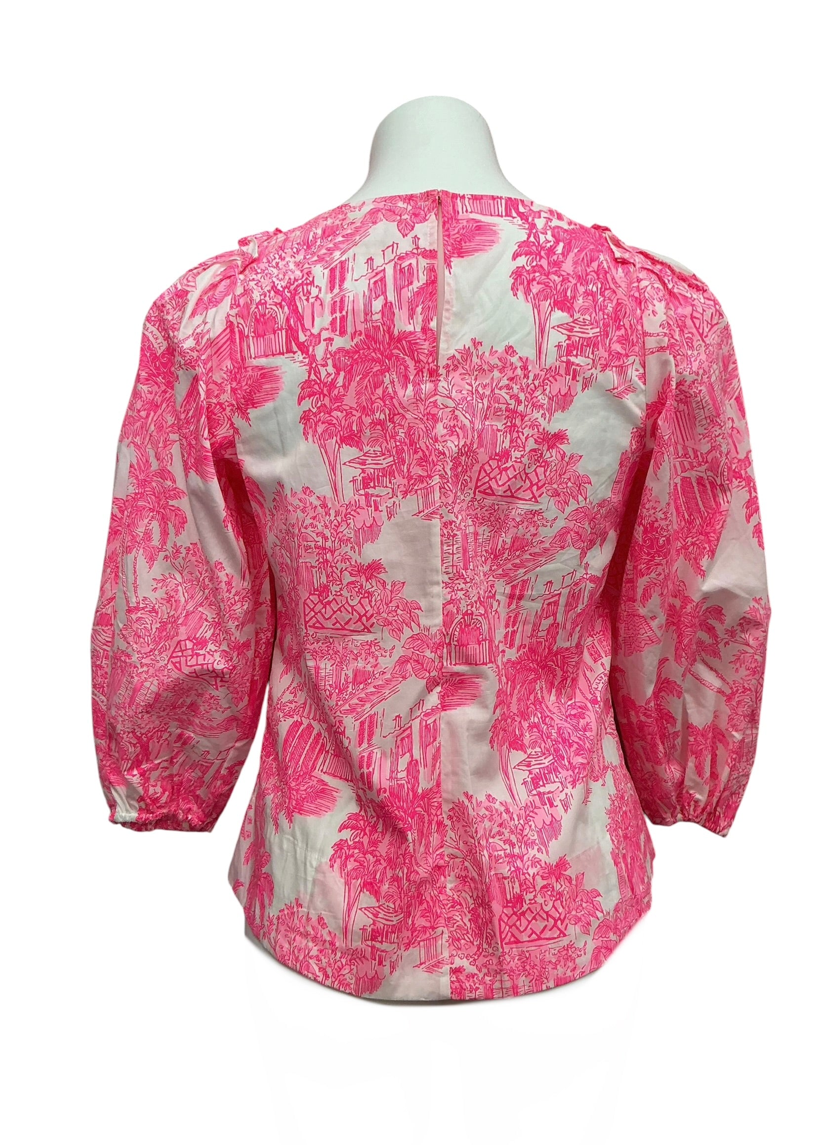 Lilly Pulitzer Barbara 3/4 Sleeve Top Palm Beach Anniversary Toile - Size 00