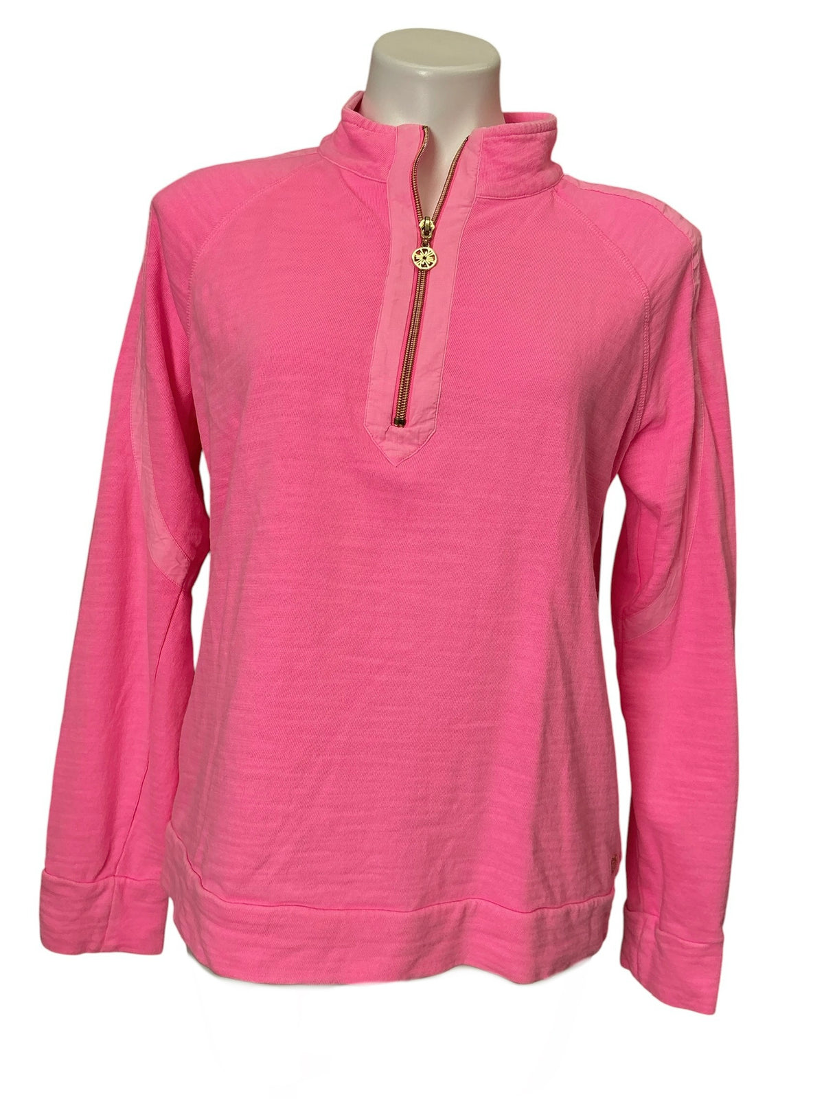 Lilly Pulitzer Luxletic Ashlee Half Zip Pullover Top Cherry Blossom Pink - Size M