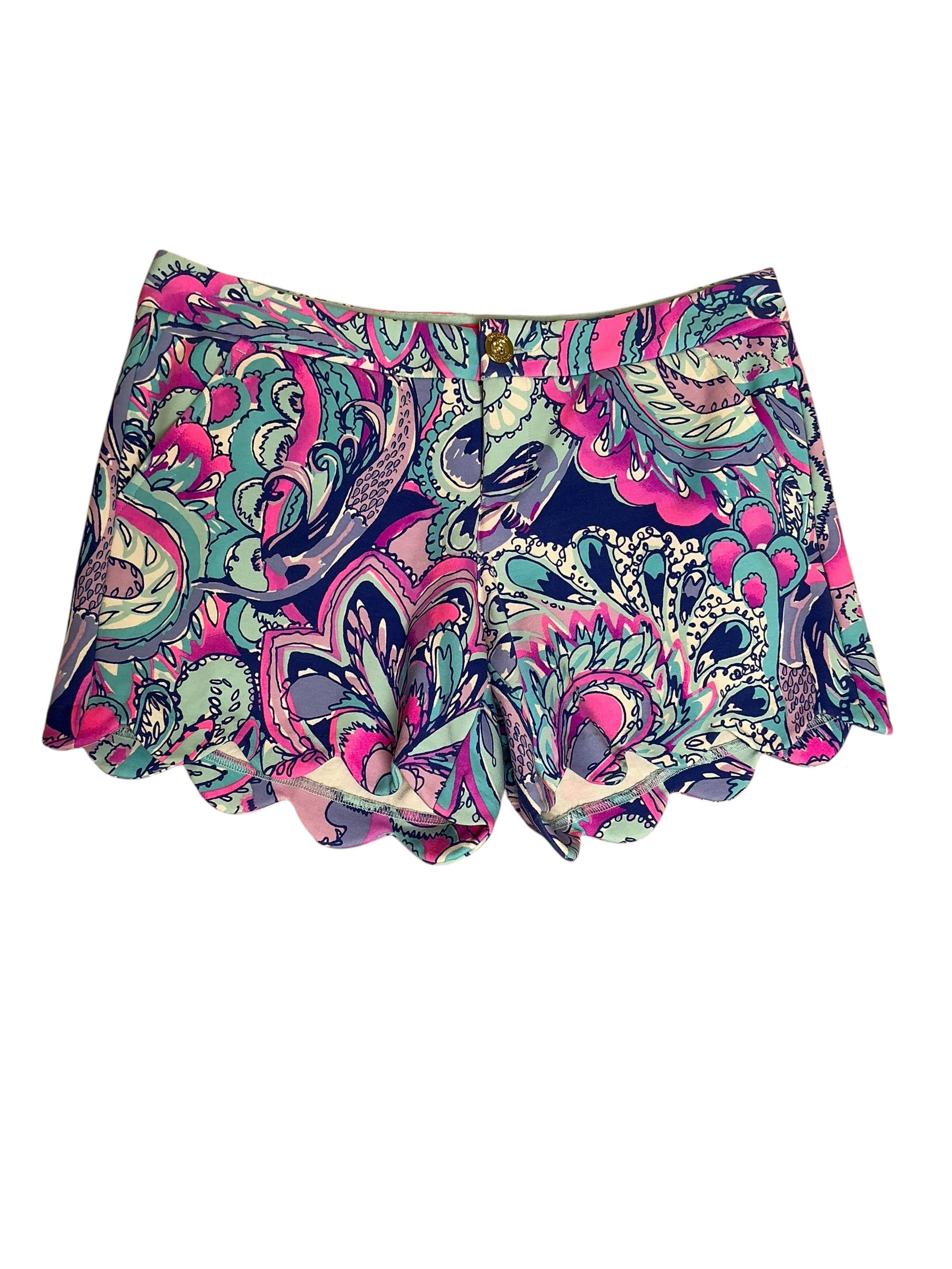 Lilly Pulitzer  The Buttercup Scallop Hem Shorts Pink Tropics Mermaids Call - Size 4