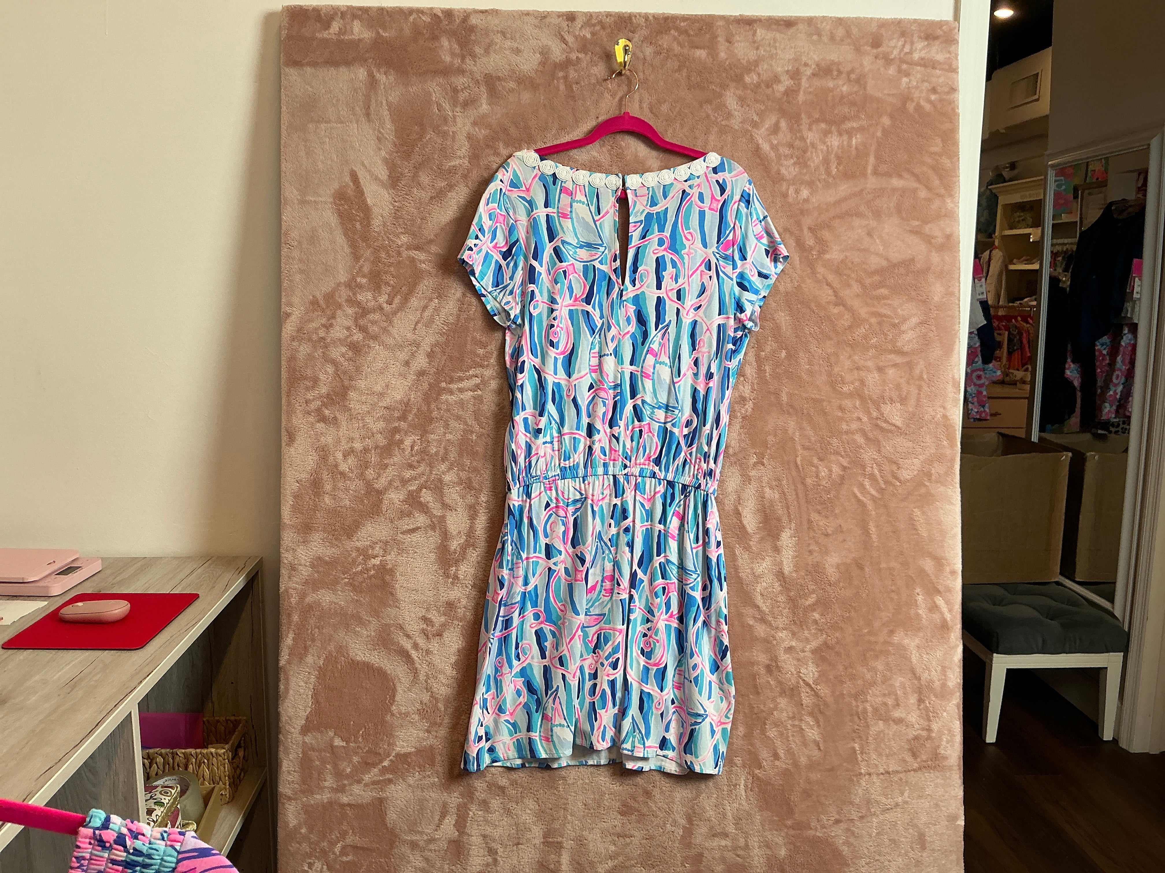Lilly Pulitzer NWT Reble Skort Romper skim blue reel nauti - Size L