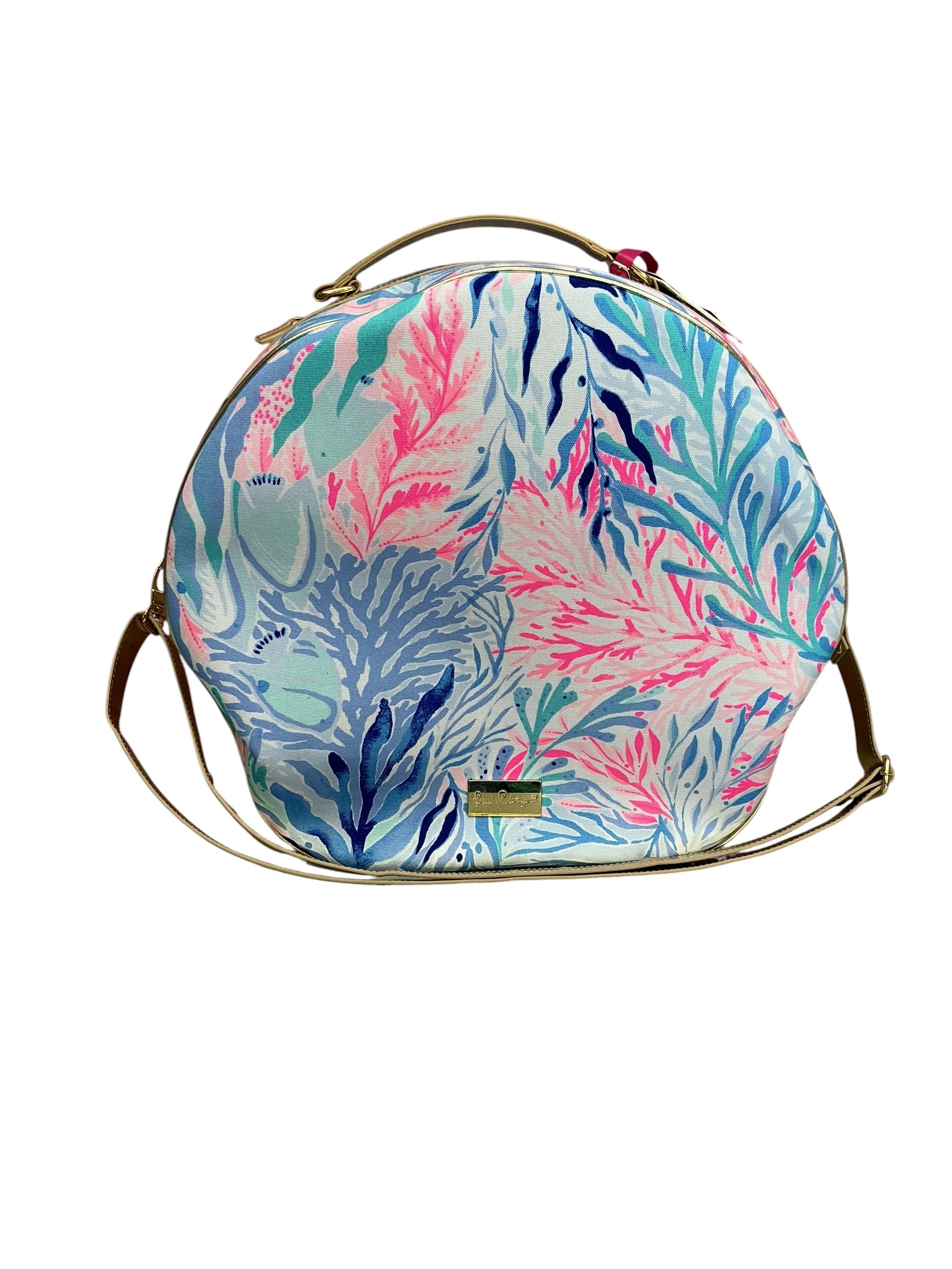 Lilly Pulitzer Round Hatbox Duffel Carry On Travel Bag Kaleidoscope Coral