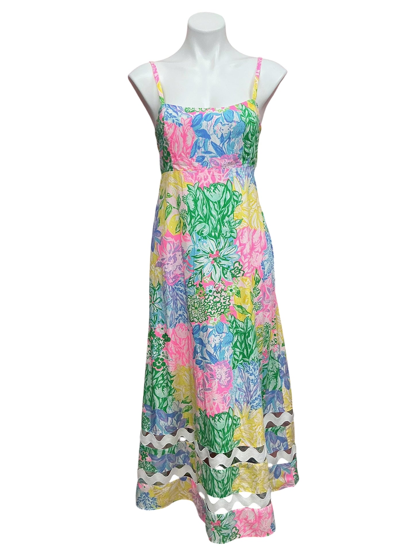 Lilly Pulitzer Haliey Midi Dress Multi Bright Delight Patch - Size 6