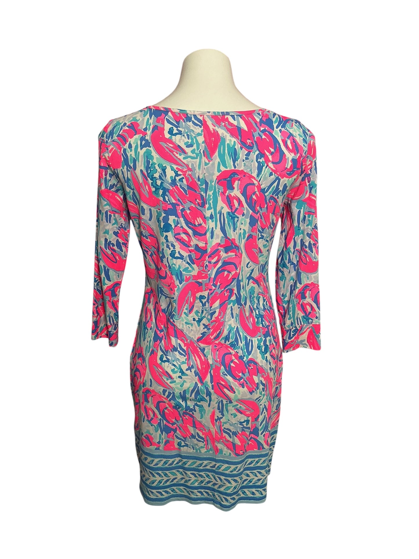 Lilly Pulitzer Marlowe Boatneck T-Shirt Dress Cosmic Coral Cracked Up - Size S