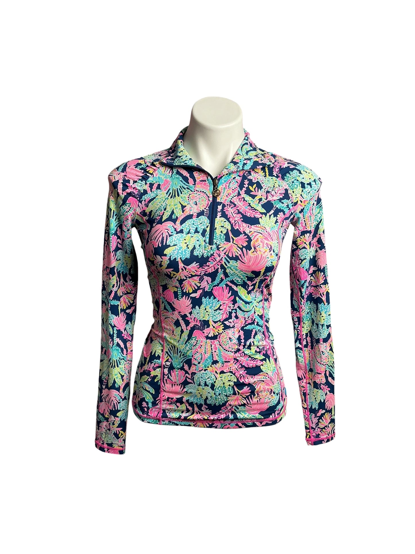 Lilly Pulitzer- Luxletic Justine Half-Zip Pullover Oyster Bay Navy Seen And Herd Size XXS