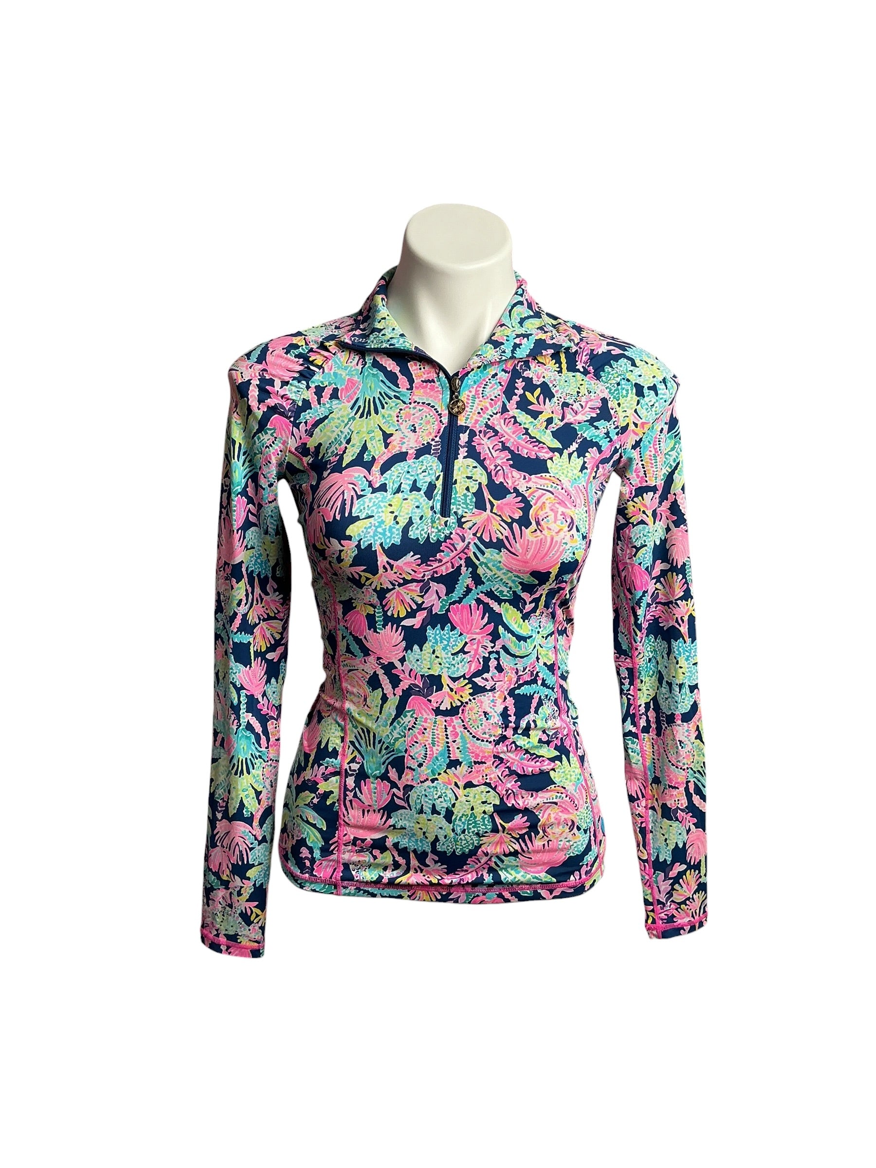 Lilly Pulitzer- Luxletic Justine Half-Zip Pullover Oyster Bay Navy Seen And Herd Size XXS