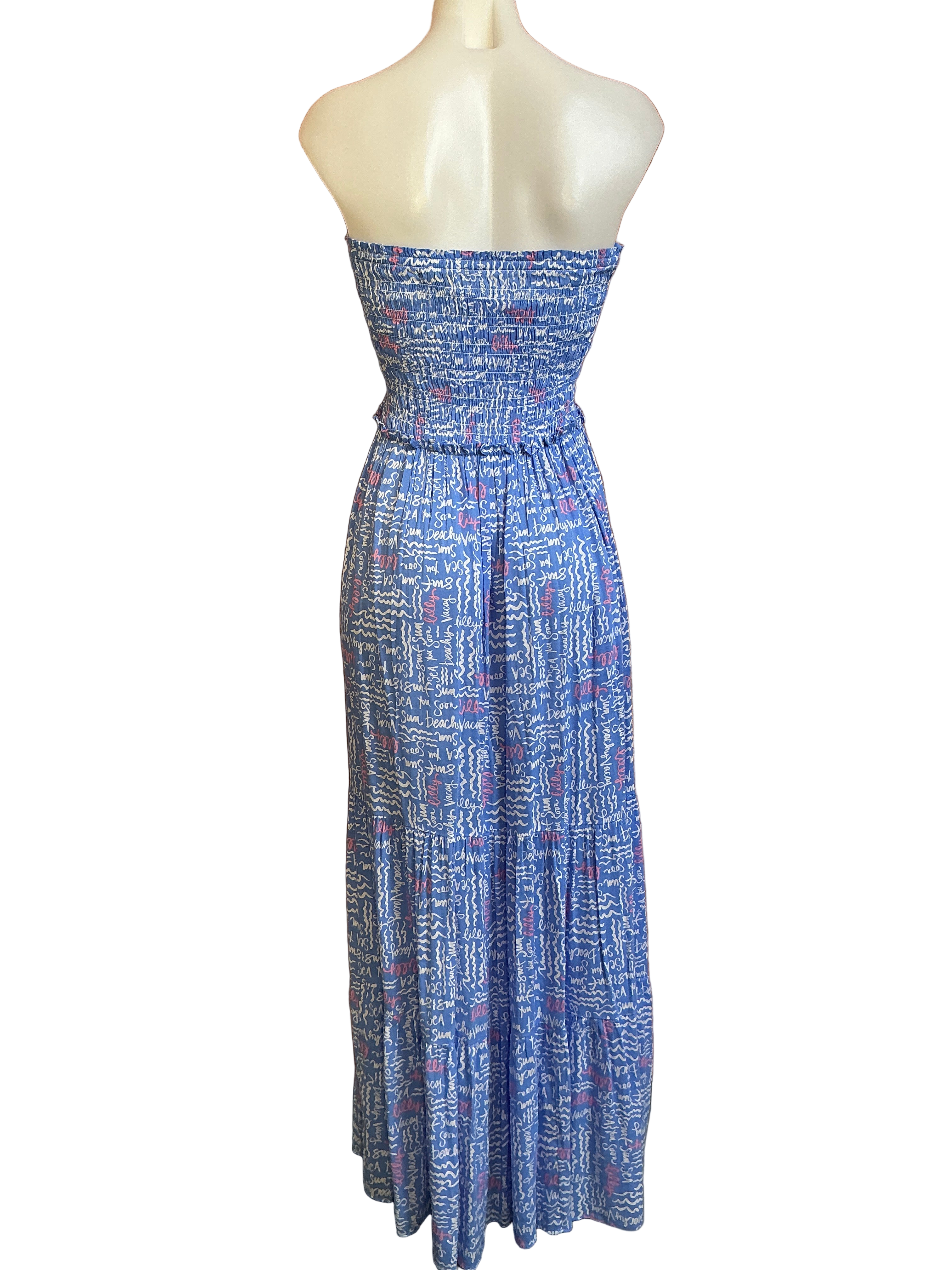 Lilly Pulitzer NWT Anali Maxi Coverup Sunwashed Blue Seacrets - Size XS