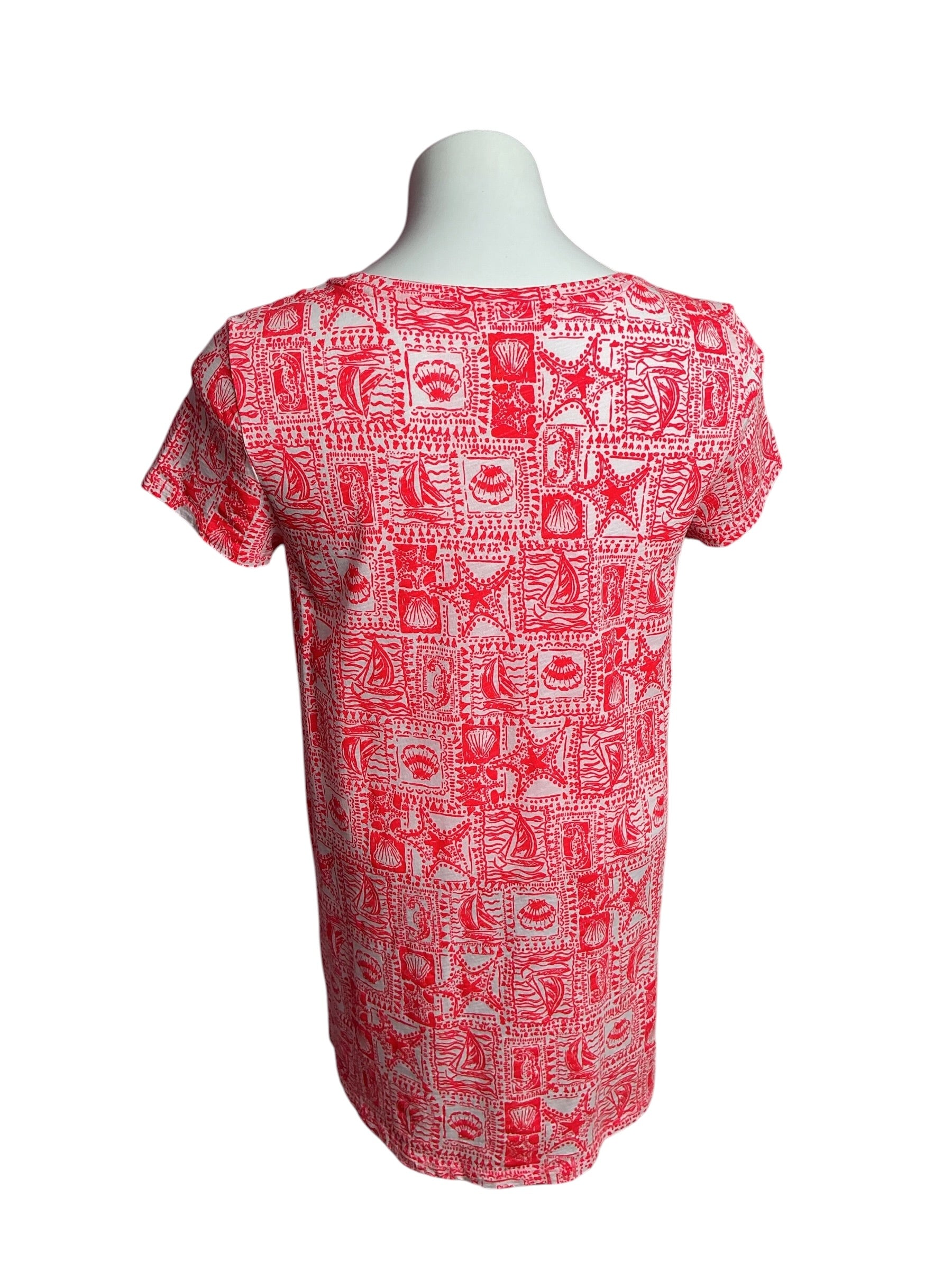 Lilly Pulitzer- Etta Scoop Neck Top Minzer Red Seaside Harbor Size S