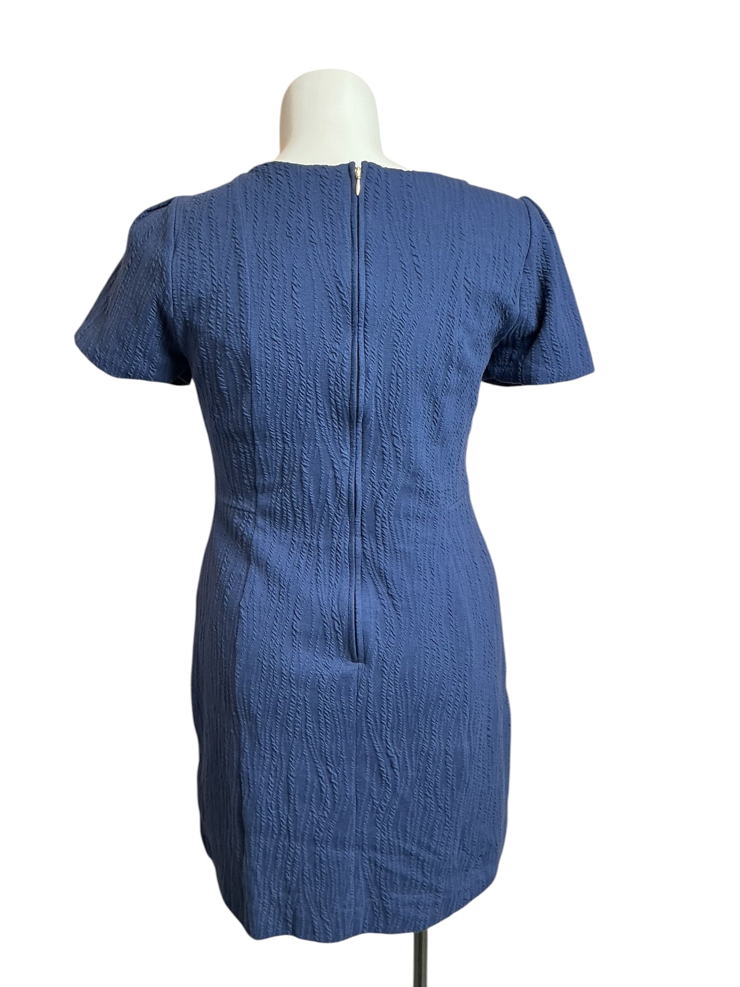 Lilly Pulitzer Brinley Stretch Shift Dress Low Tide Navy Wavy Knit Jacquard - Size L