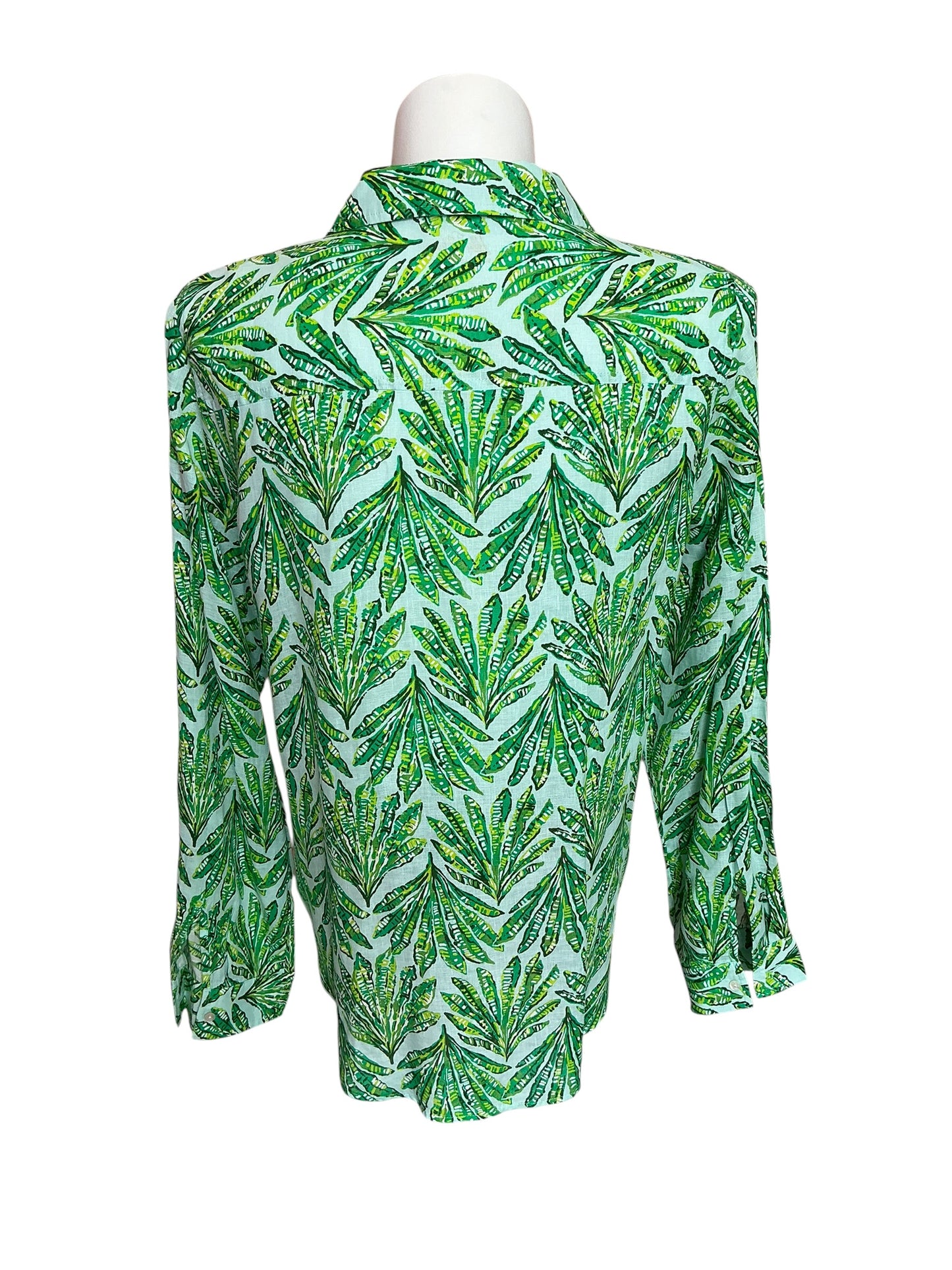 Lilly Pulitzer Sea View Linen Button Down Kitts Green Shady Babe - Size XL