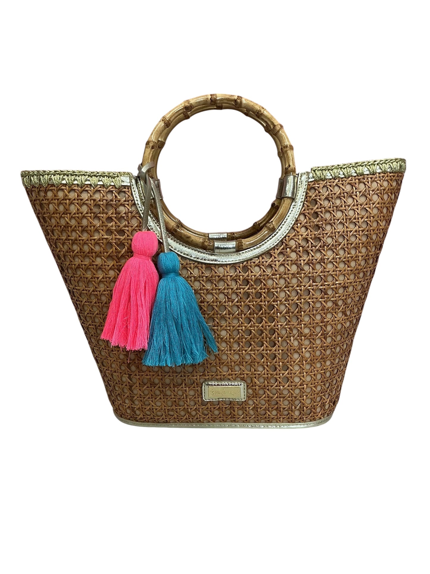 Lilly Pulitzer Grotto Cane Tote Natural Straw