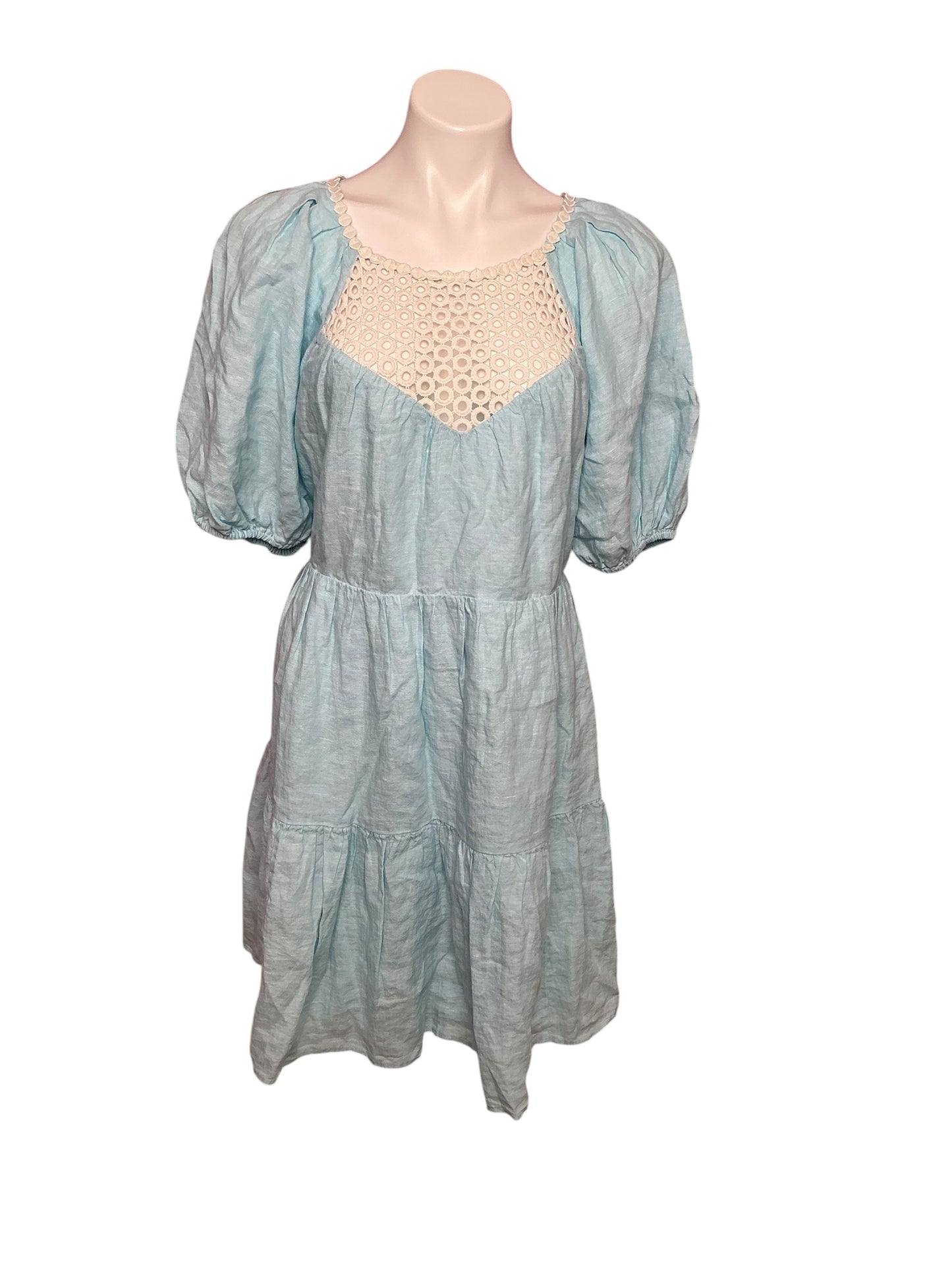 Lilly Pulitzer NWT Charlet Short Sleeve Linen Dress Celestial Blue X Resort White - Size 16