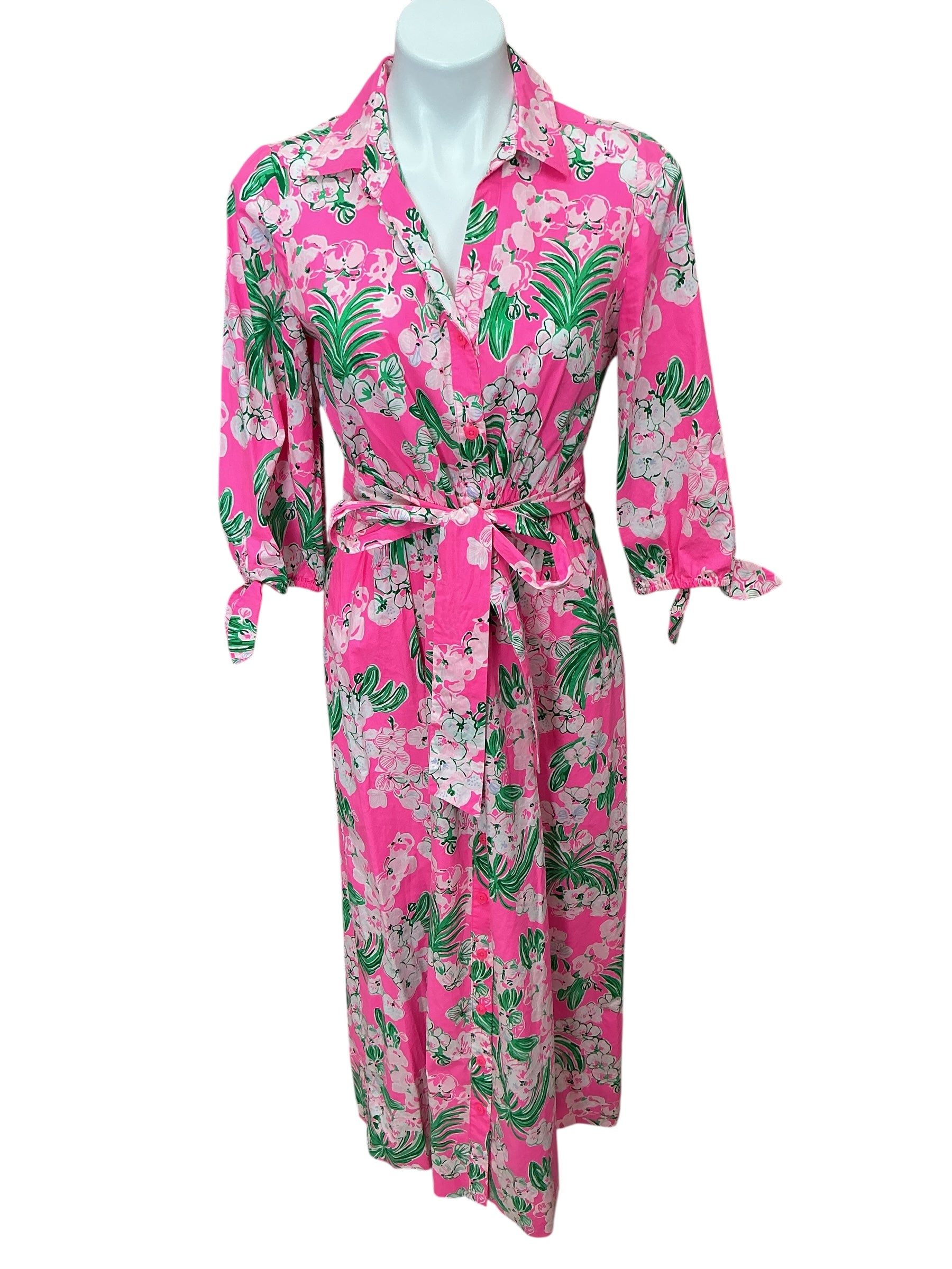 Lilly Pulitzer Amrita Cotton Midi Shirtdress Roxie Pink Worth A Look - Size 4