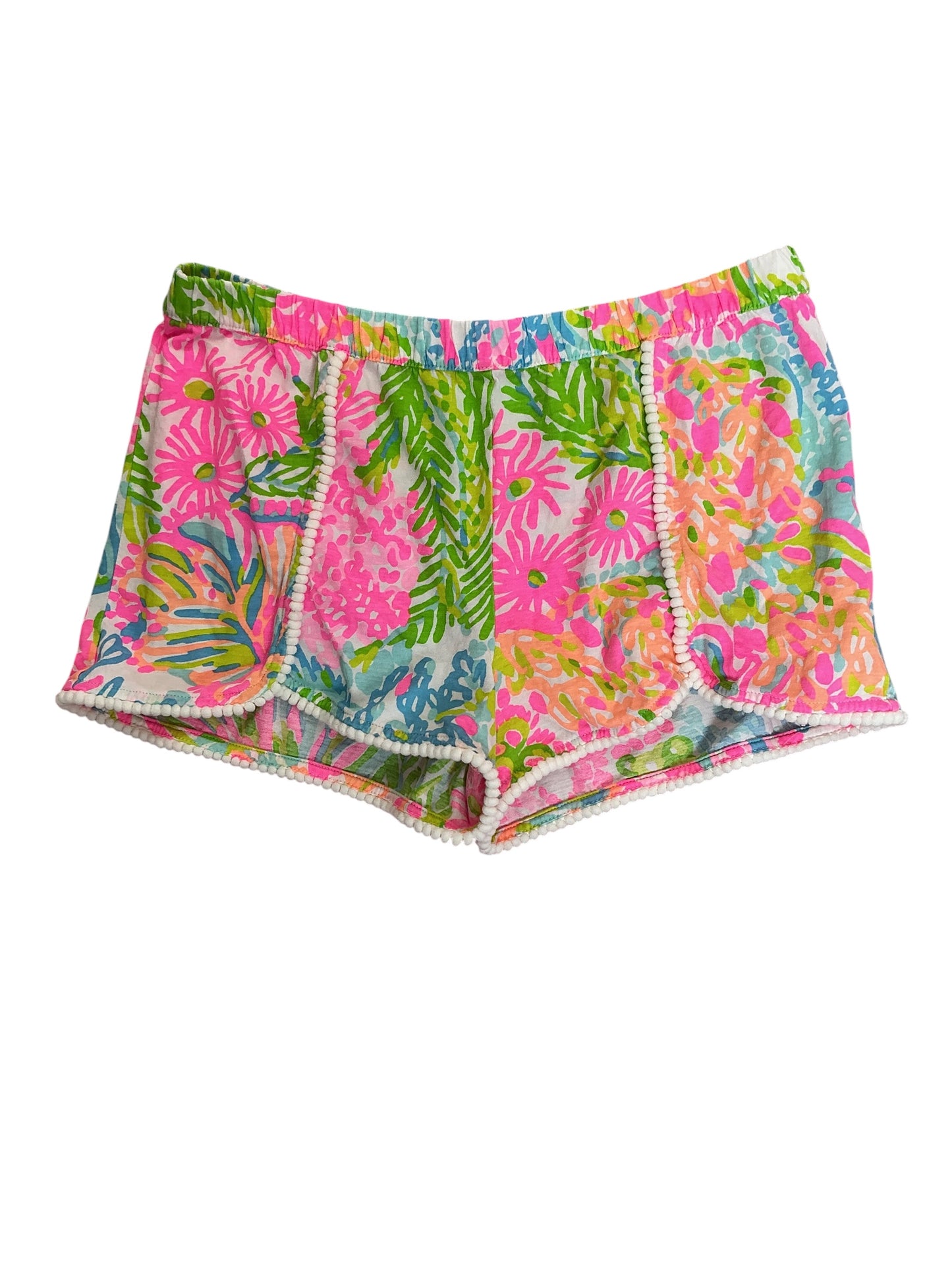 Lilly Pulitzer Kids Girls Challis Pom Pom Shorts Pear Necessities - Size XL 12-14