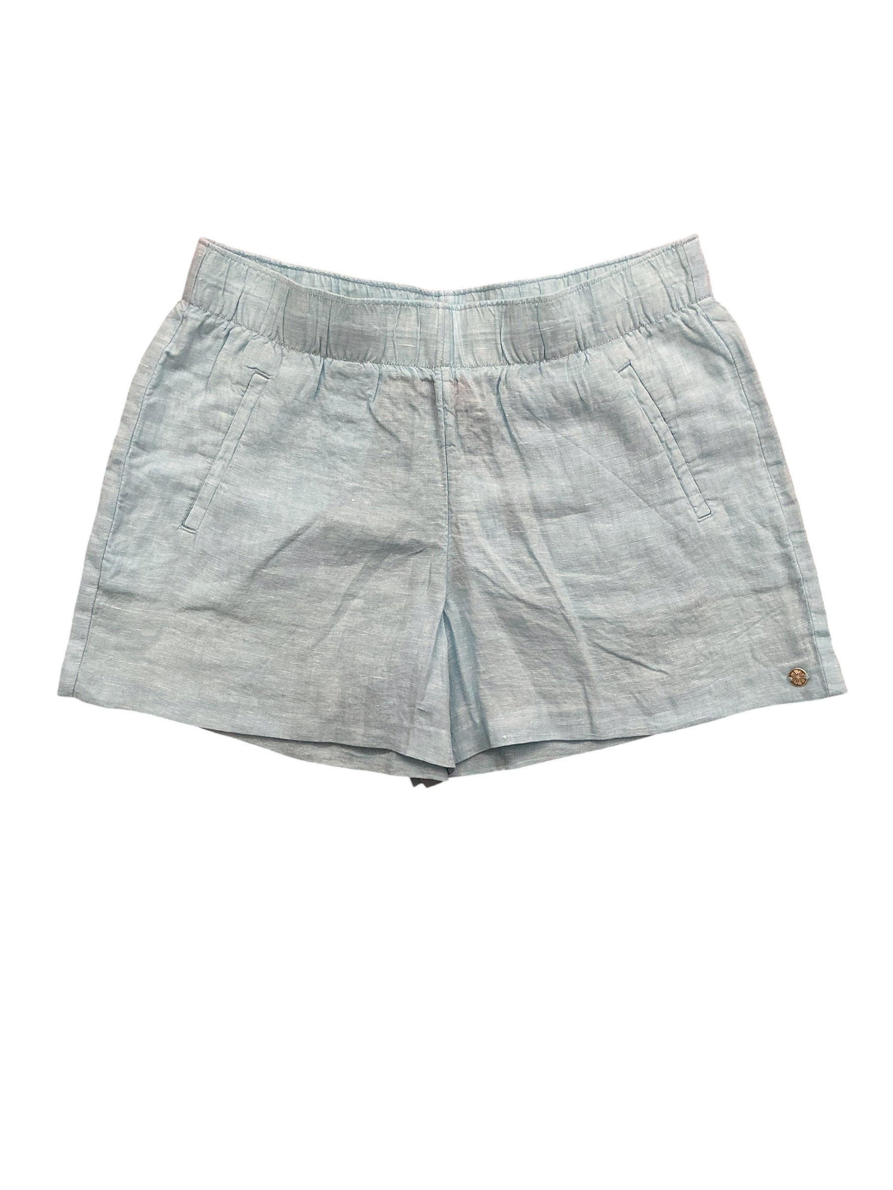 Lilly Pulitzer NWT Lilo Linen Shorts Celestial Blue X Resort White - Size M