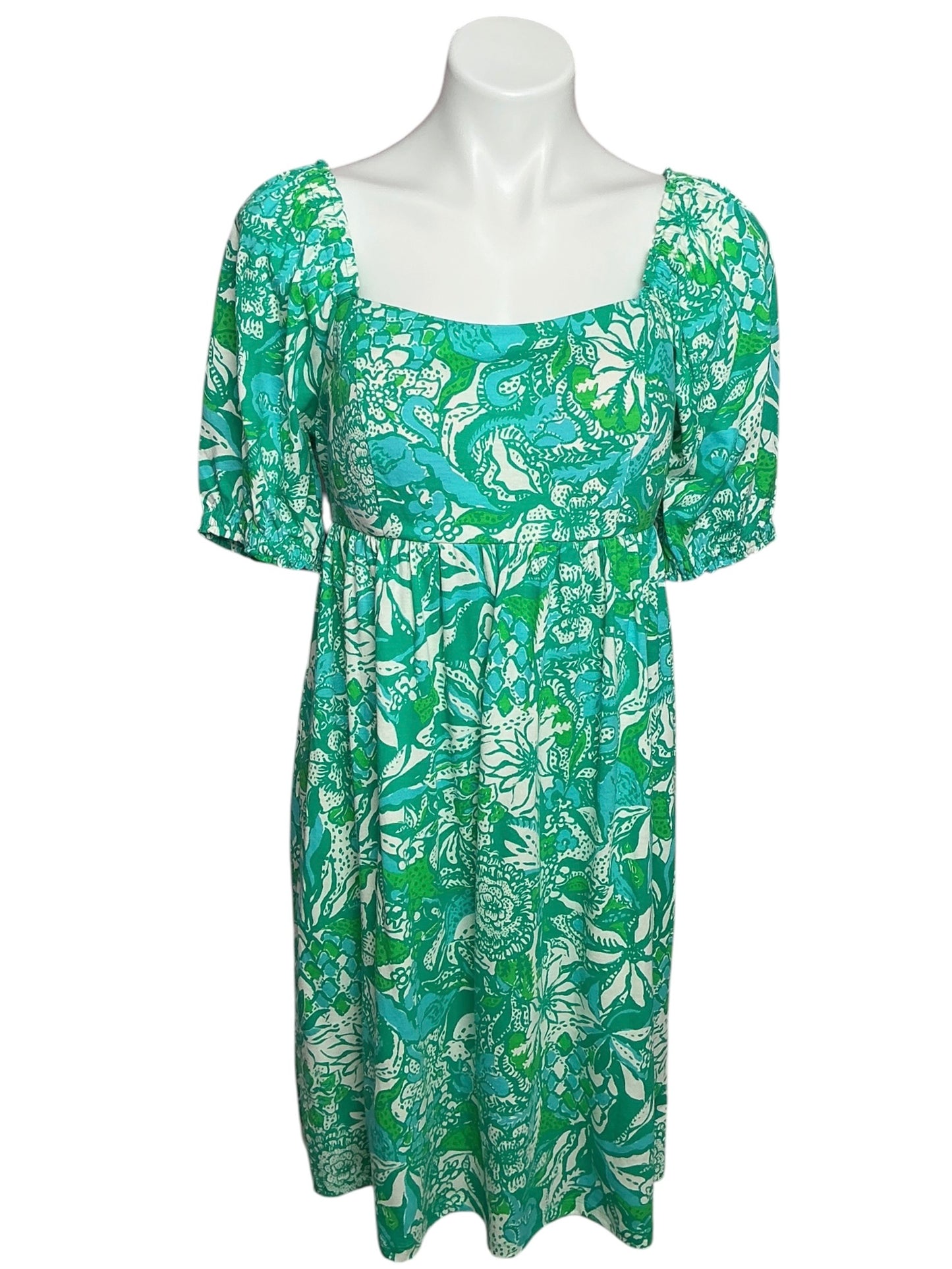 Lilly Pulitzer NWT Delaney Short Sleeve Dress Botanical Green Safari Sangria - Size 10