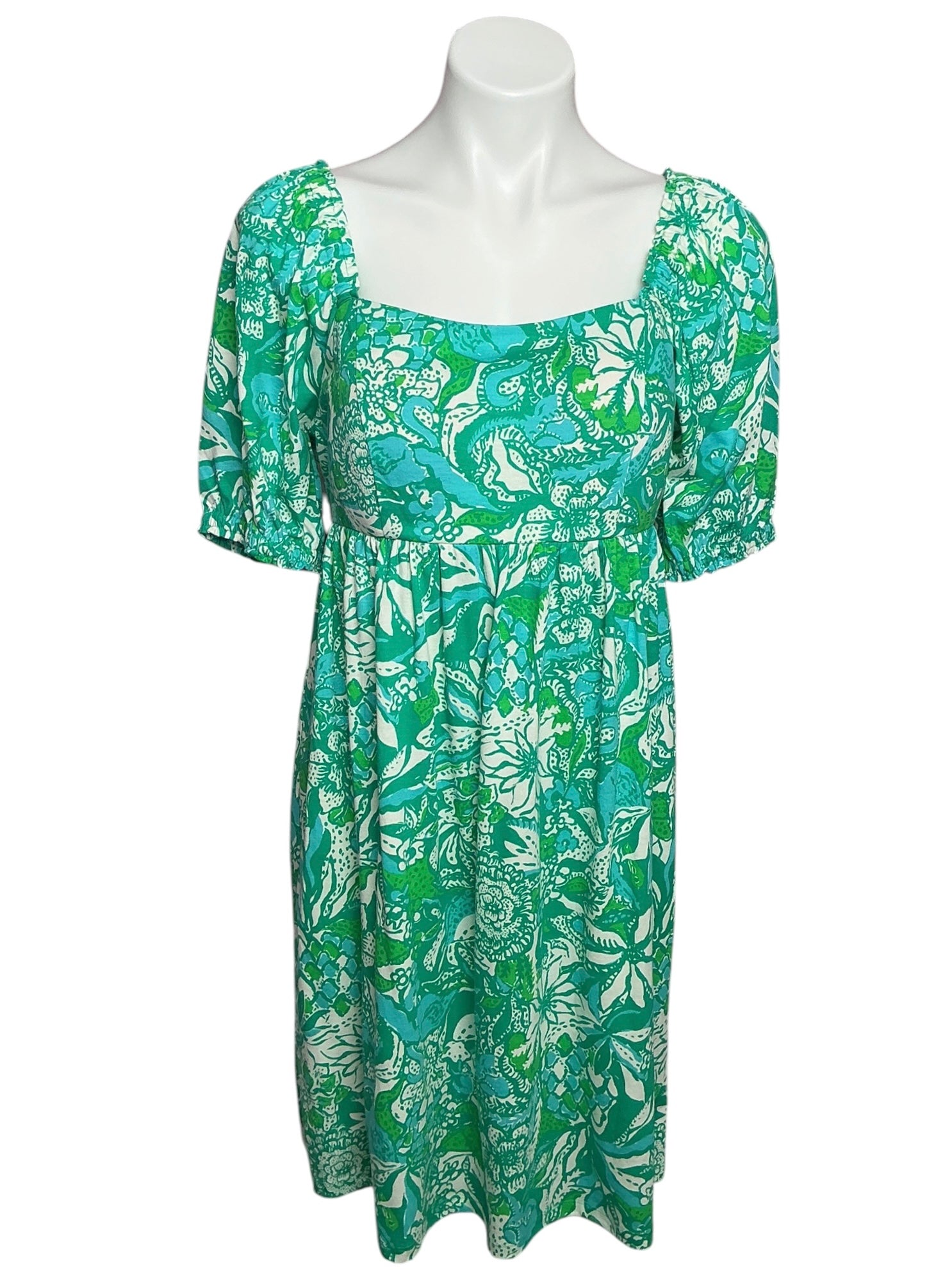 Lilly Pulitzer NWT Delaney Short Sleeve Dress Botanical Green Safari Sangria - Size 10