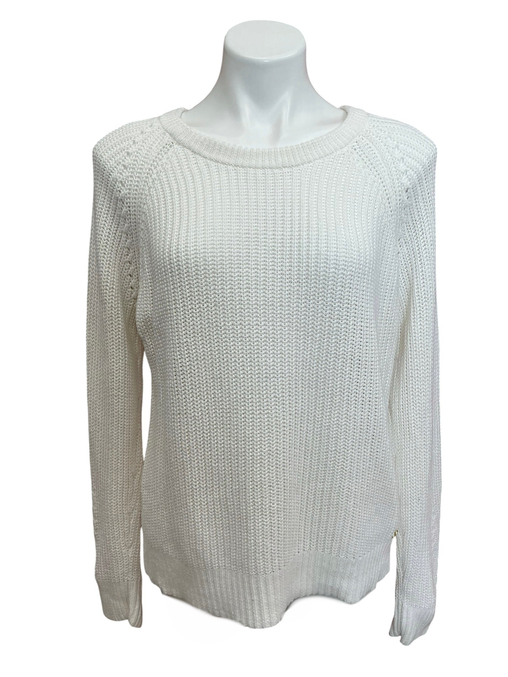Lilly Pulitzer Belgrave Combed Cotton Knit Crew Neck Sweater Resort White - Size L