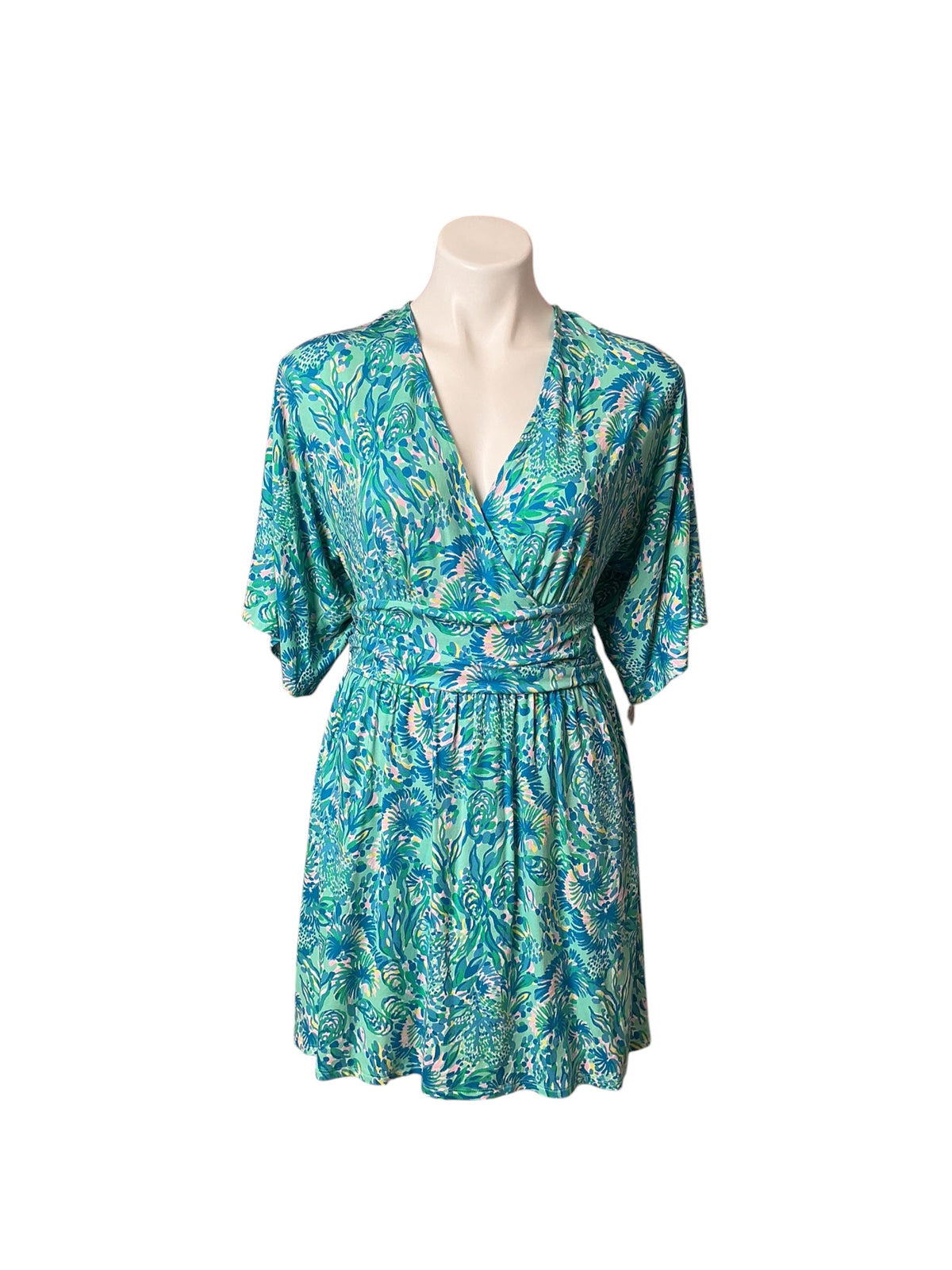 Lilly Pulitzer Parigi Skort Romper Surf Blue Coral Of The Story - Size L