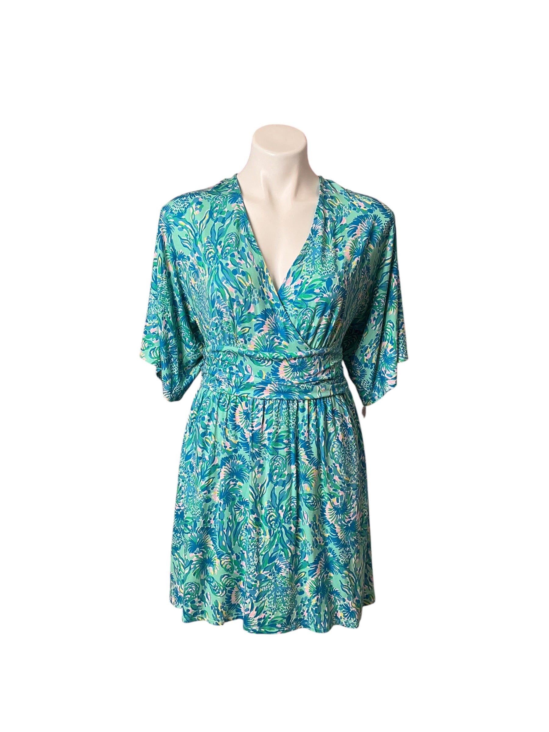 Lilly Pulitzer Parigi Skort Romper Surf Blue Coral Of The Story - Size L
