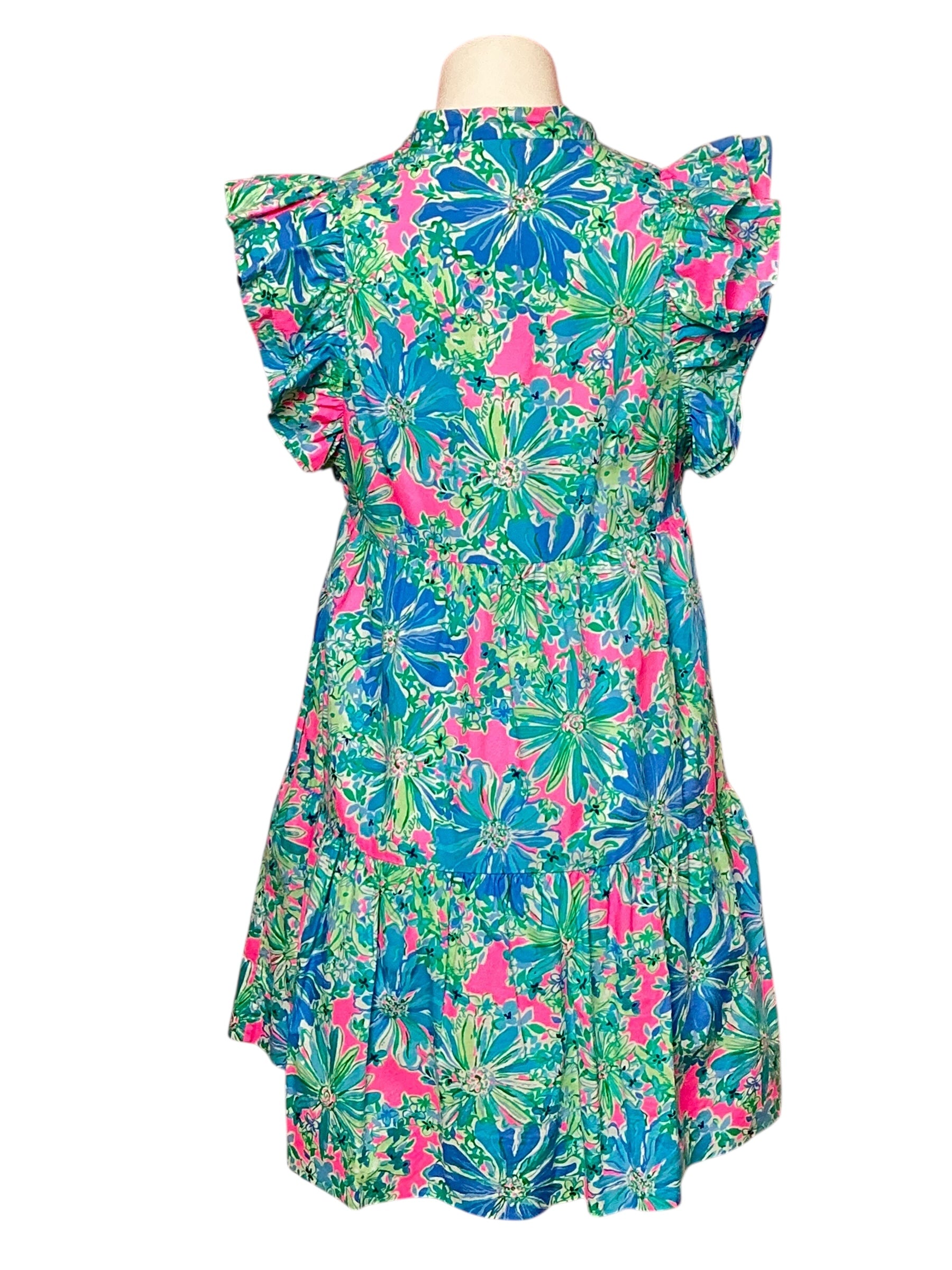 Lilly Pulitzer Aldena Ruffle Sleeve Dress - Soleil Pink Good Hare Day - Size XS
