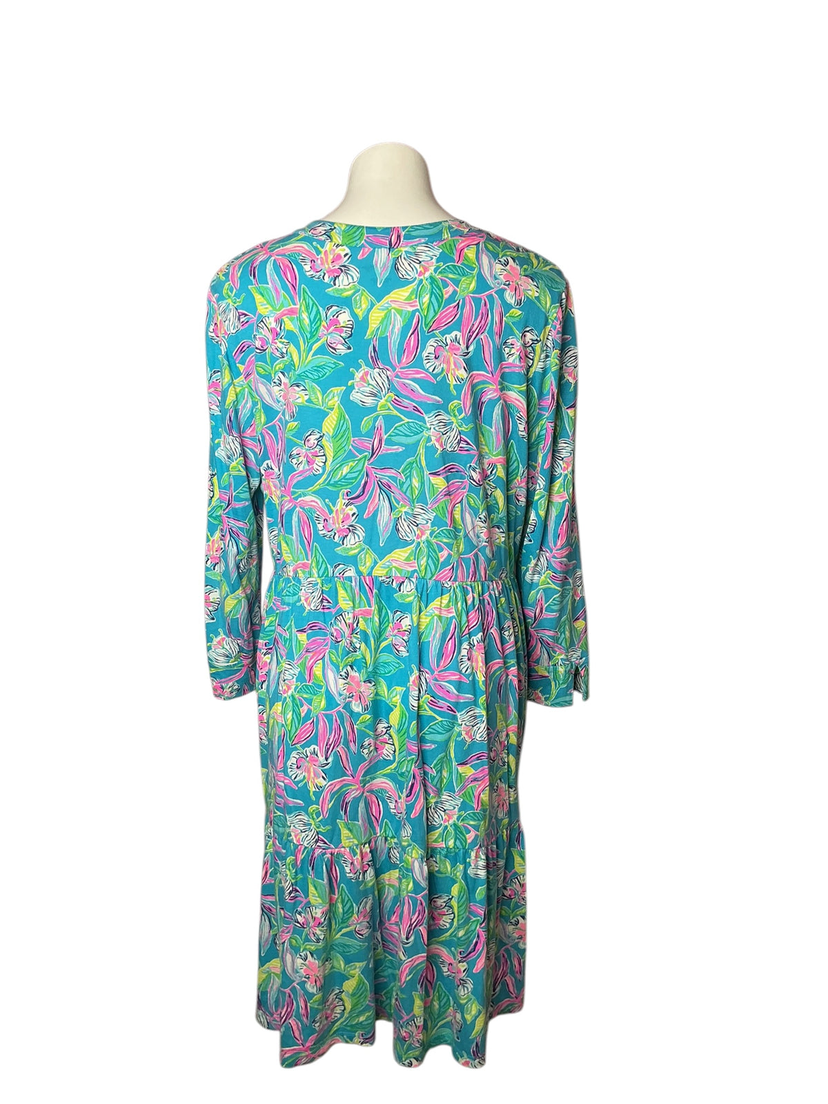 Lilly Pulitzer Alaina Swing Dress Formentera Turquoise Keep On Beleafing - XL