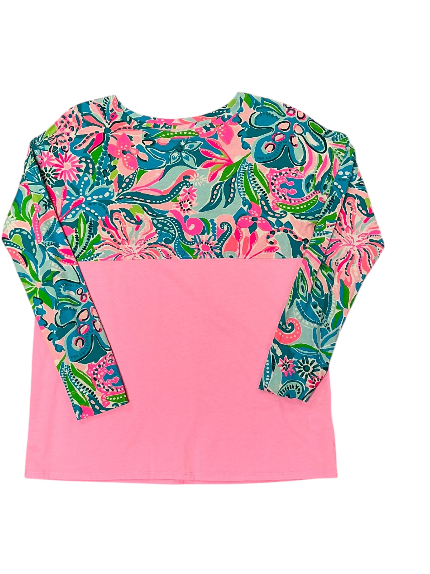 Lilly Pulitzer Finn Top Long Sleeve - Turquoise Oasis Golden Hour - Size S