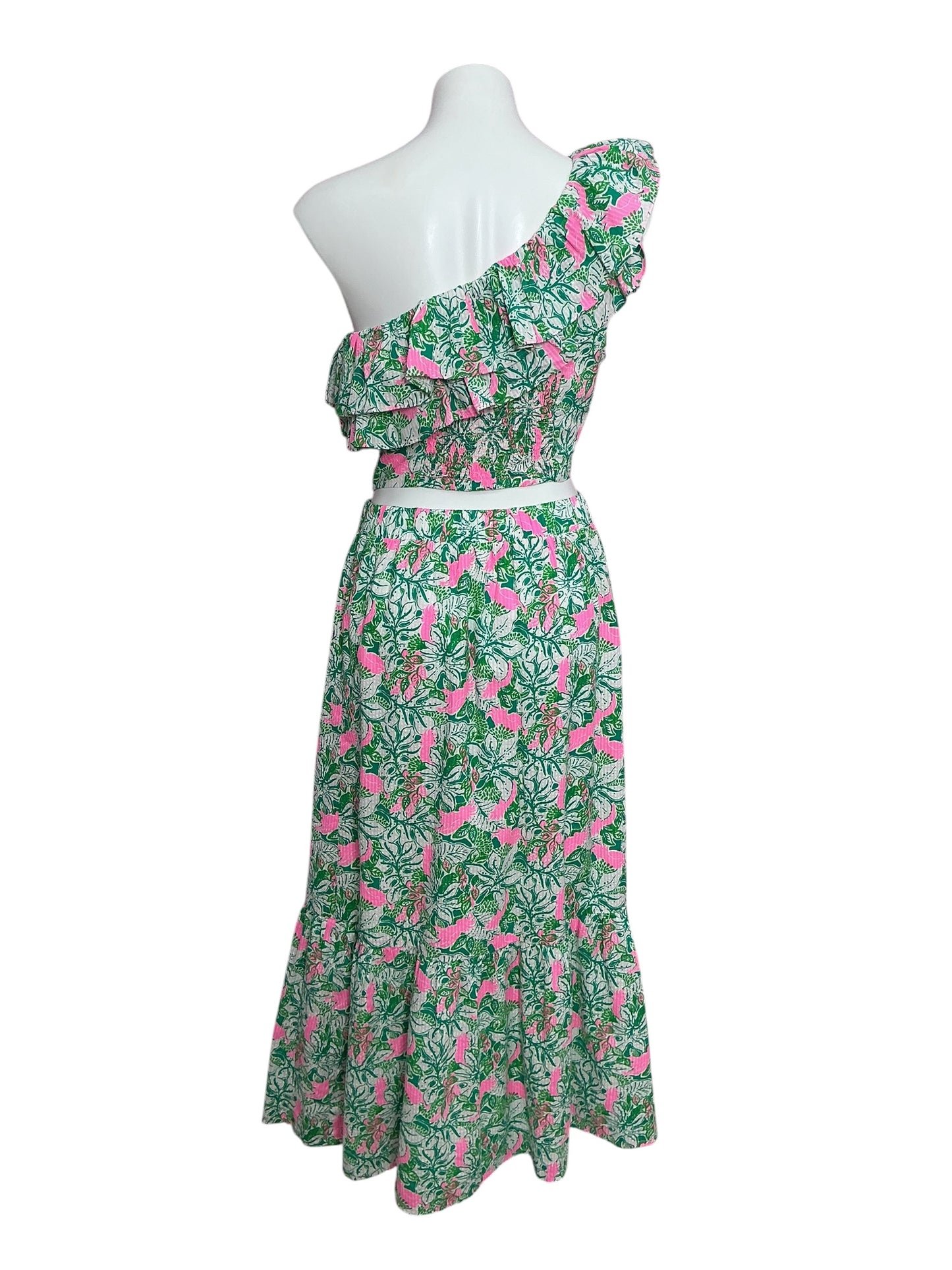 Lilly Pulitzer 2pc Kasida Ruffle Set Just Wing It Botanical Green - Size 10