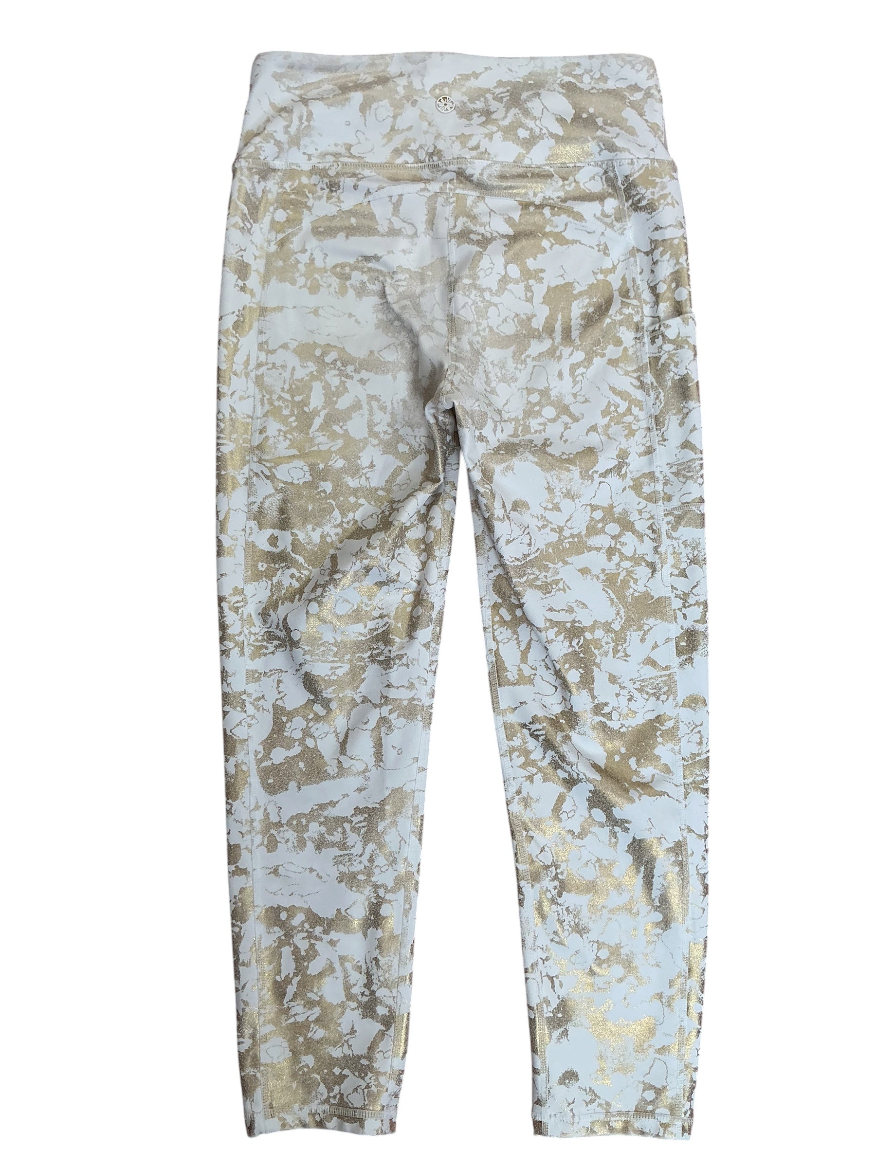 Lilly Pulitzer Weekender High Rise Midi Leggings Resort White Gold Shoreline Foil - Size M