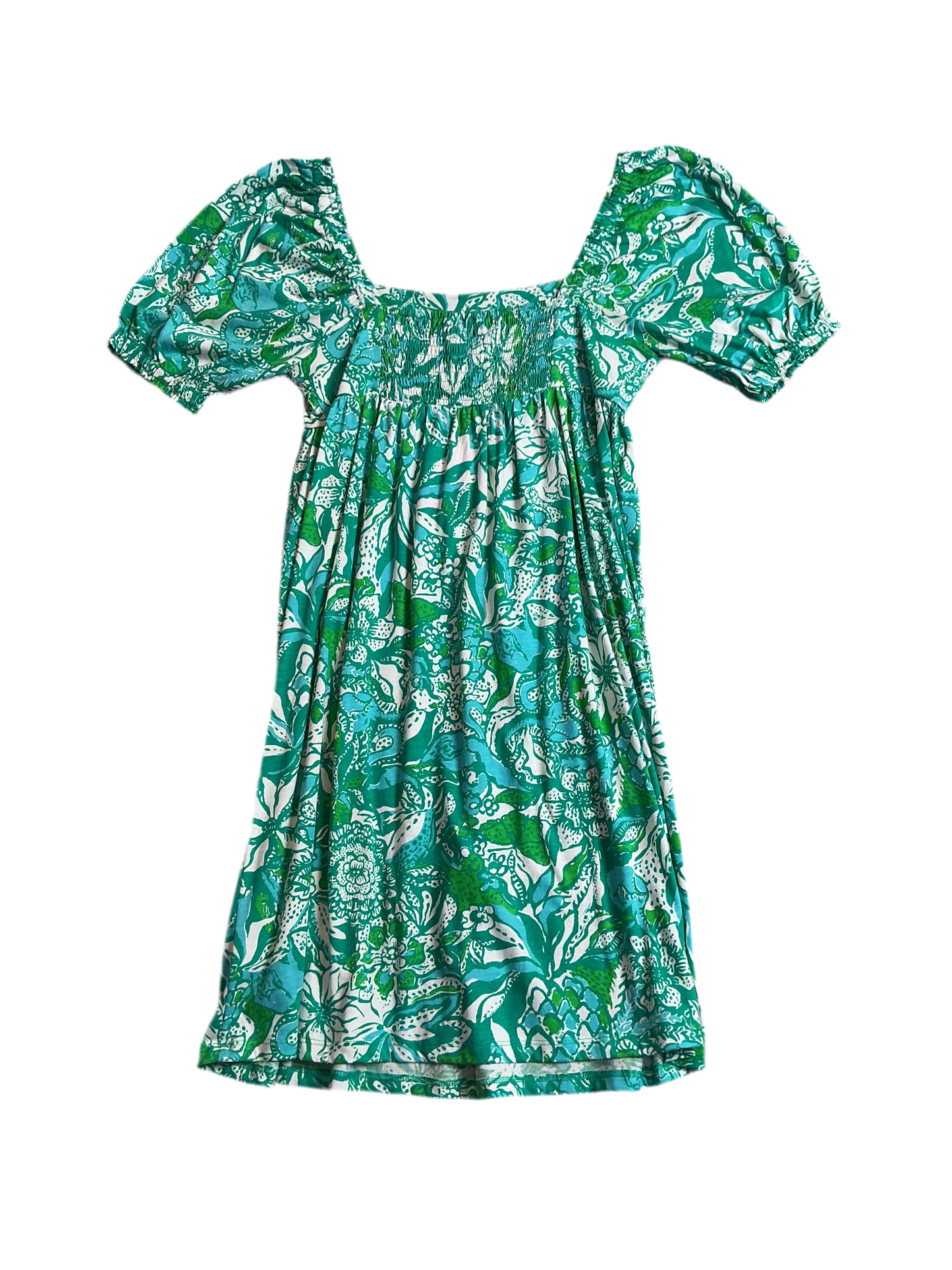 Lilly Pulitzer NWT Delaney Short Sleeve D Botanical Green Safari Sangria- Size 4