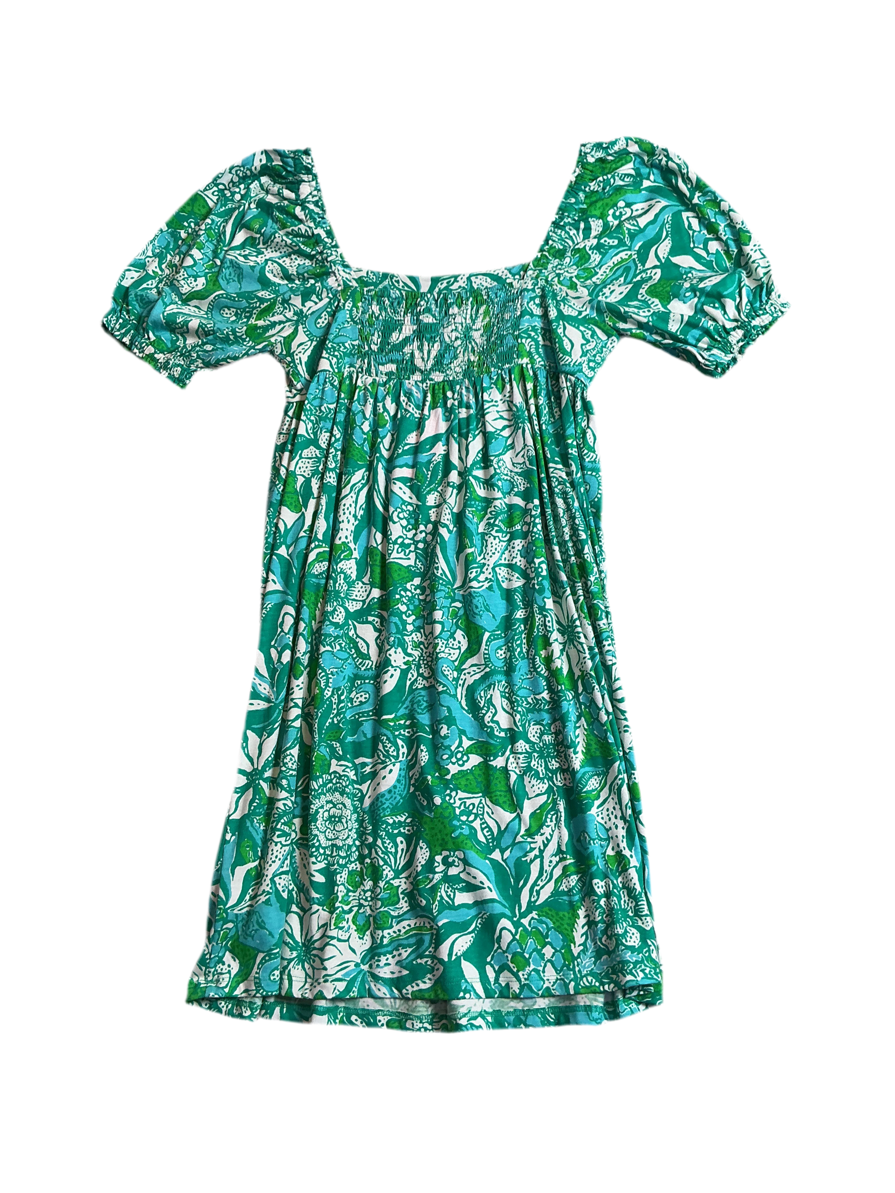 Lilly Pulitzer NWT Delaney Short Sleeve D Botanical Green Safari Sangria- Size 4