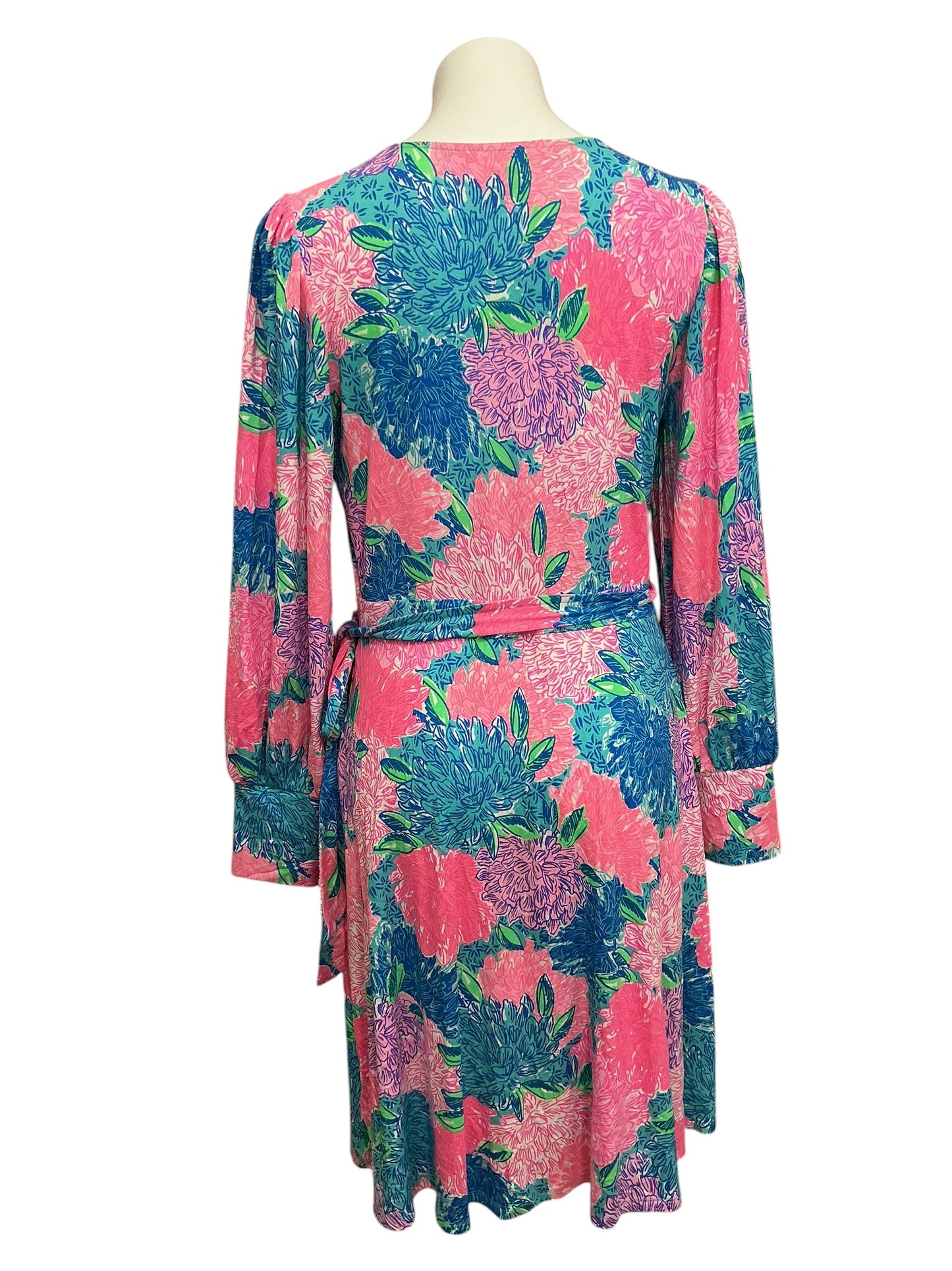 Lilly Pulitzer Jersey Wrap Dress Rosalinda Multi Beach House Blooms - Size L