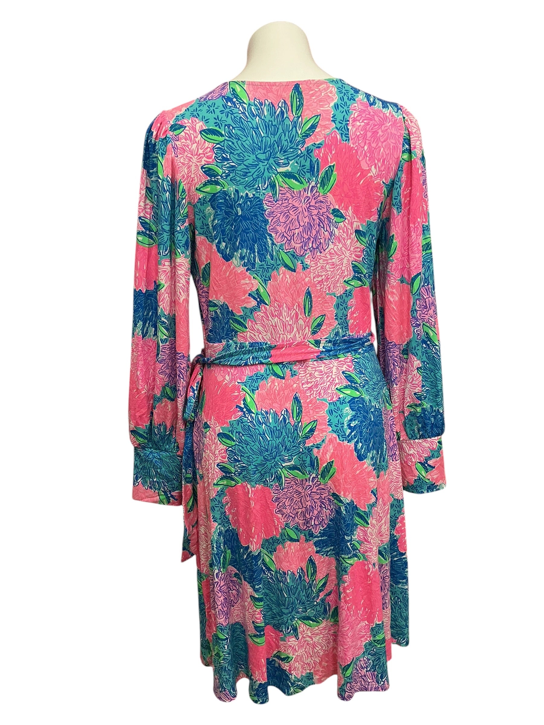 Lilly Pulitzer Jersey Wrap Dress Rosalinda Multi Beach House Blooms - Size L
